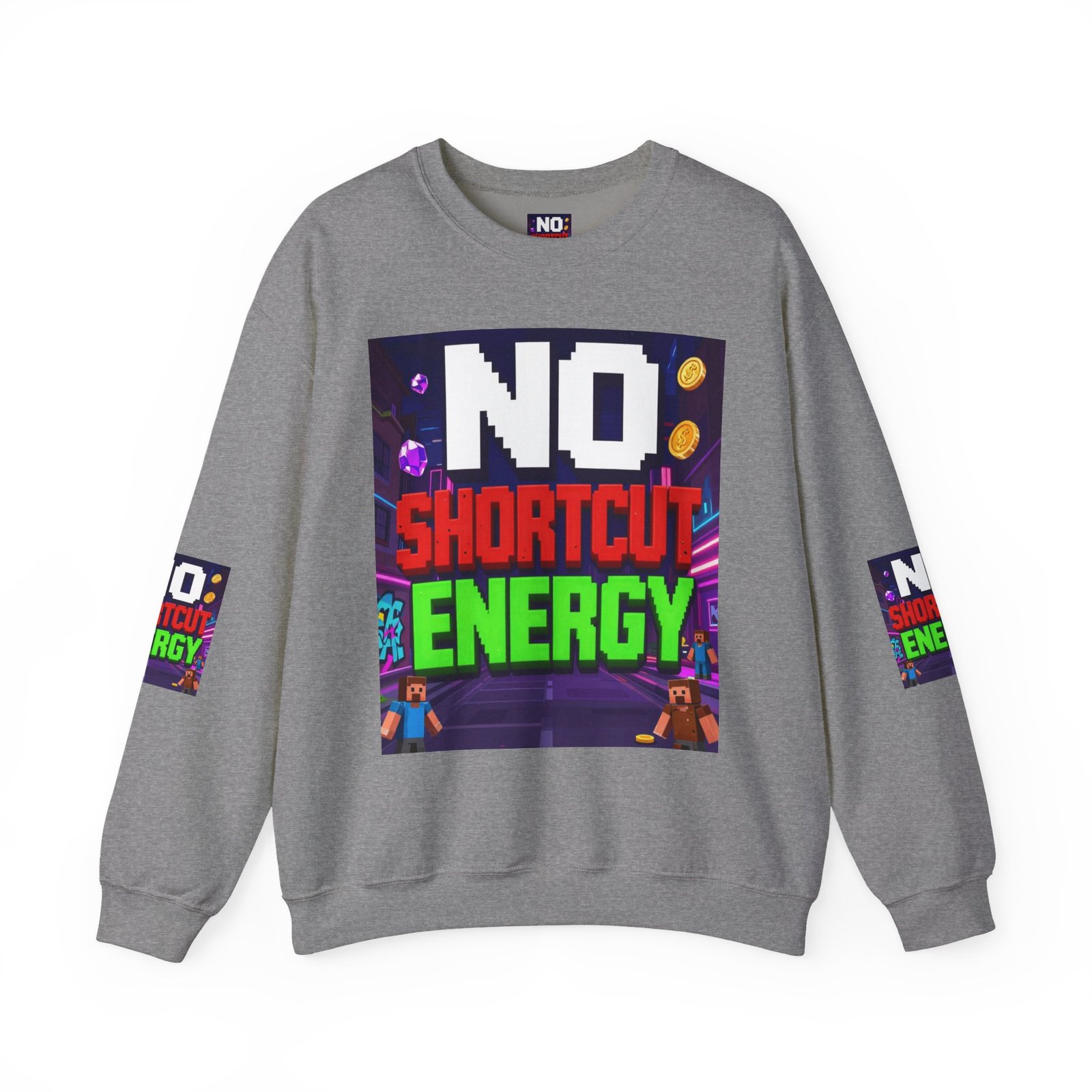 Crewneck Sweatshirt — "NO Shortcut Energy" Retro Gamer Graphic - Image 29