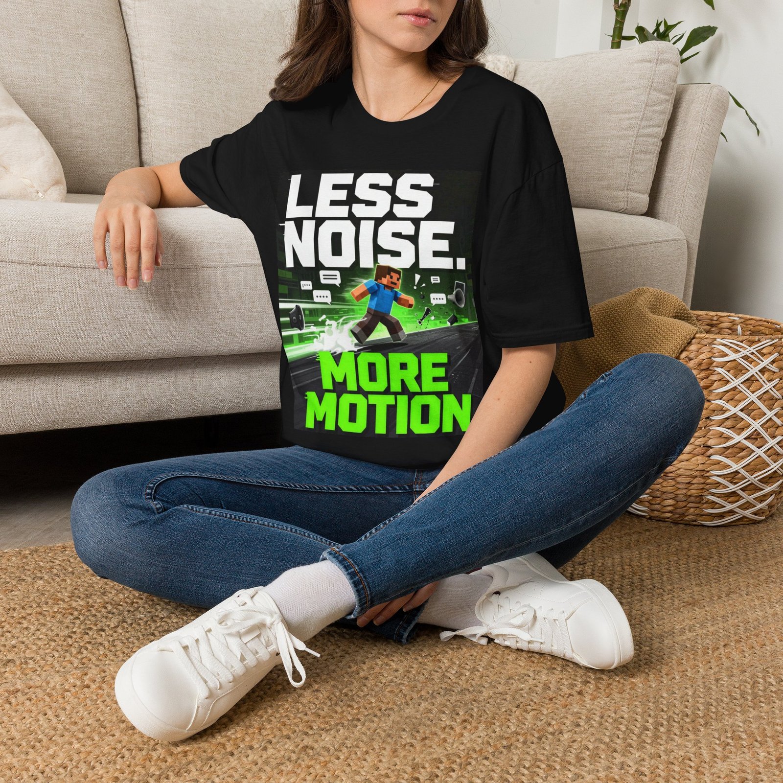 Less Noise More Motion T-Shirt — Gamer Minimalist Graphic Tee - Image 6