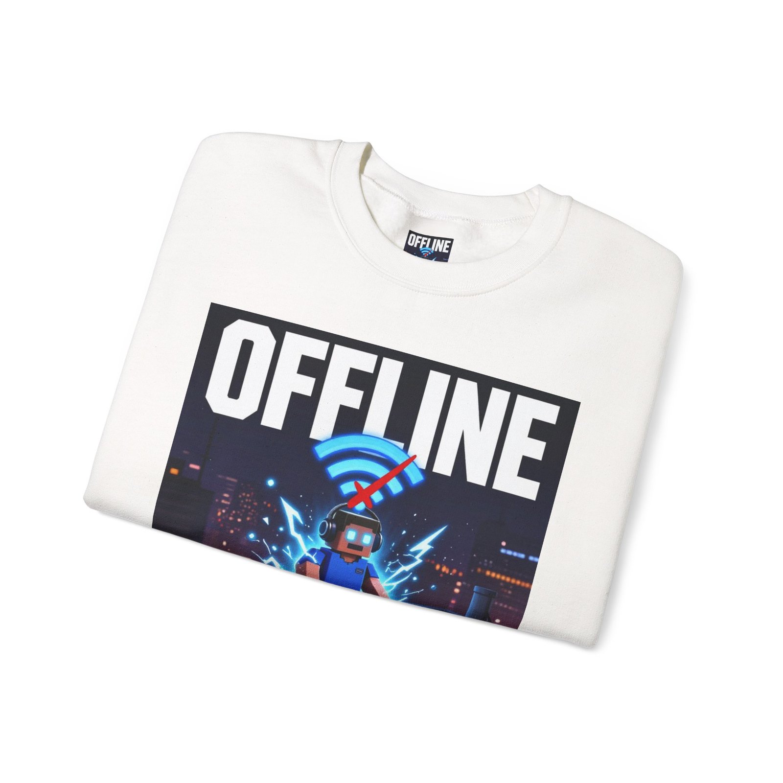 Crewneck Sweatshirt — “Offline But Still Charged” Gamer Graphic - Image 3