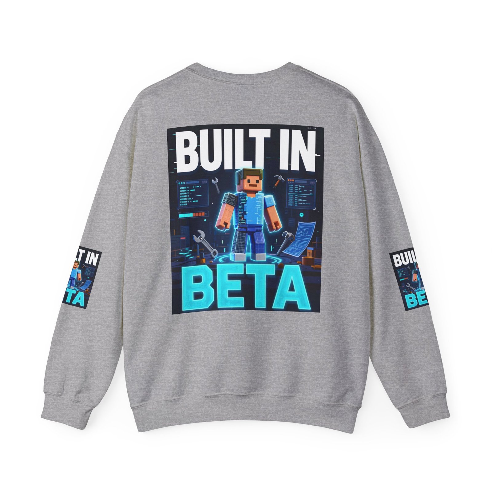 Built In Beta Crewneck Sweatshirt — Gamer Pixel Character Graphic - Image 22