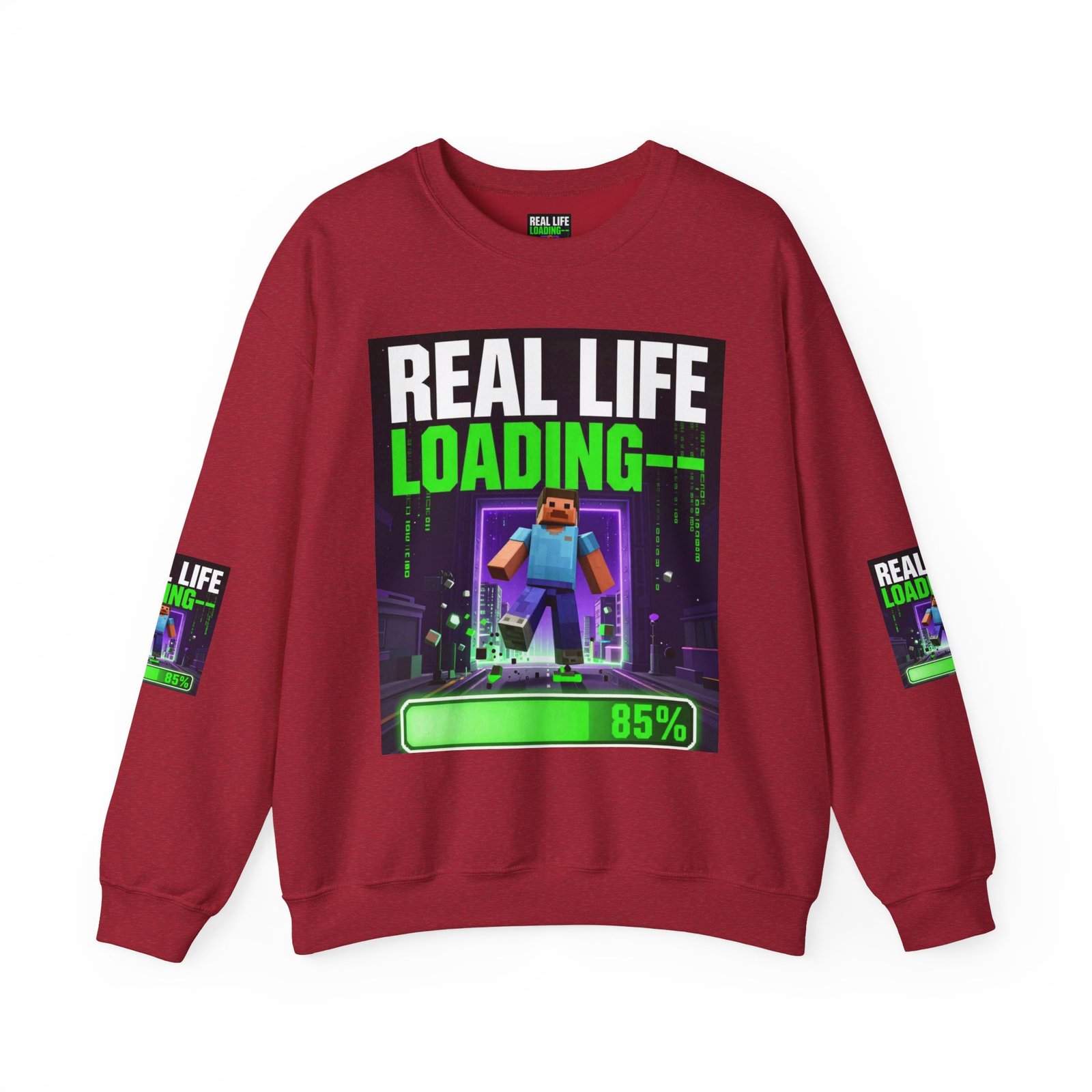 Crewneck Sweatshirt — "Real Life Loading 85%" Gamer Graphic Pullover - Image 49