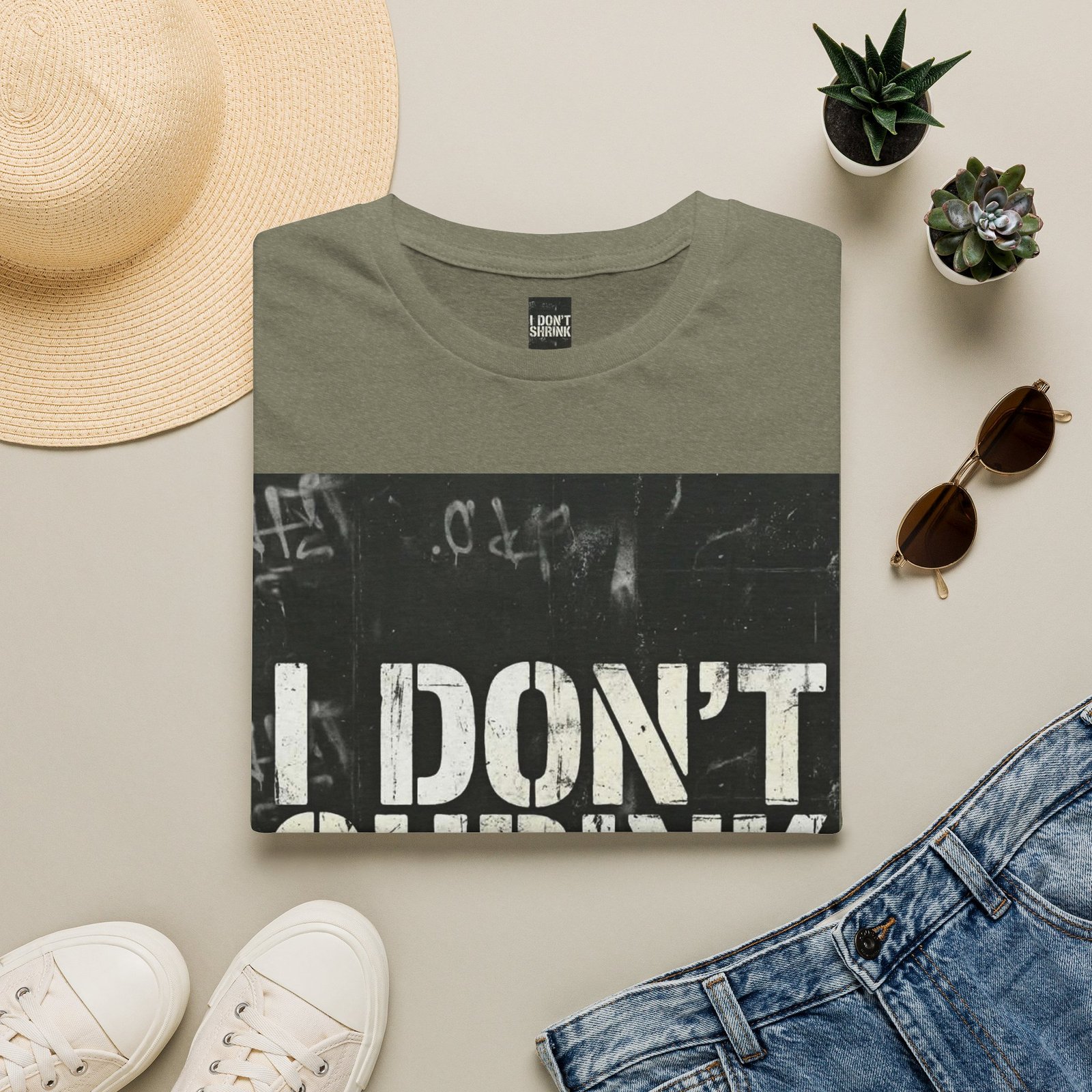 I Don't Shrink T-Shirt — Vintage Stencil Graphic Tee - Image 17