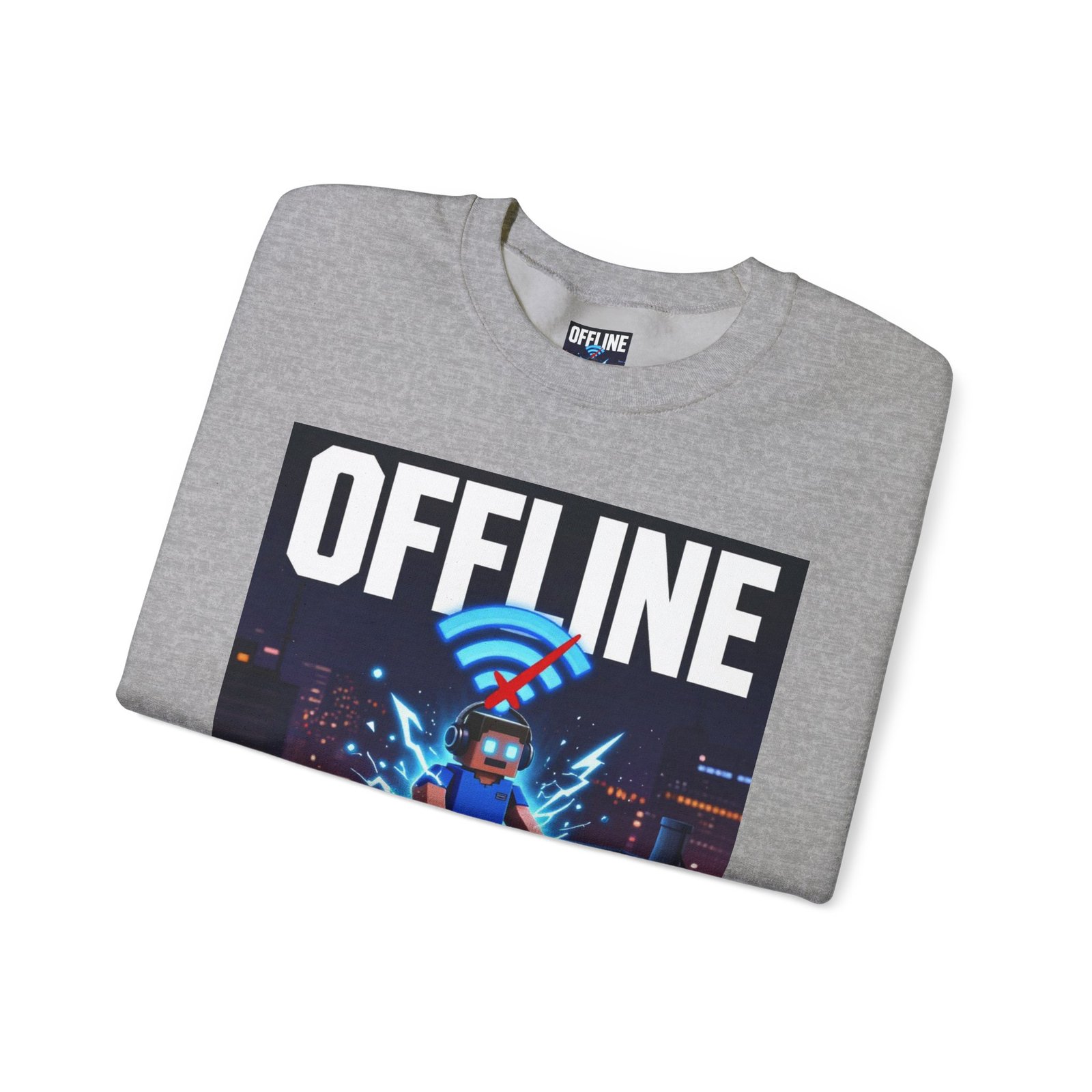 Crewneck Sweatshirt — “Offline But Still Charged” Gamer Graphic - Image 23