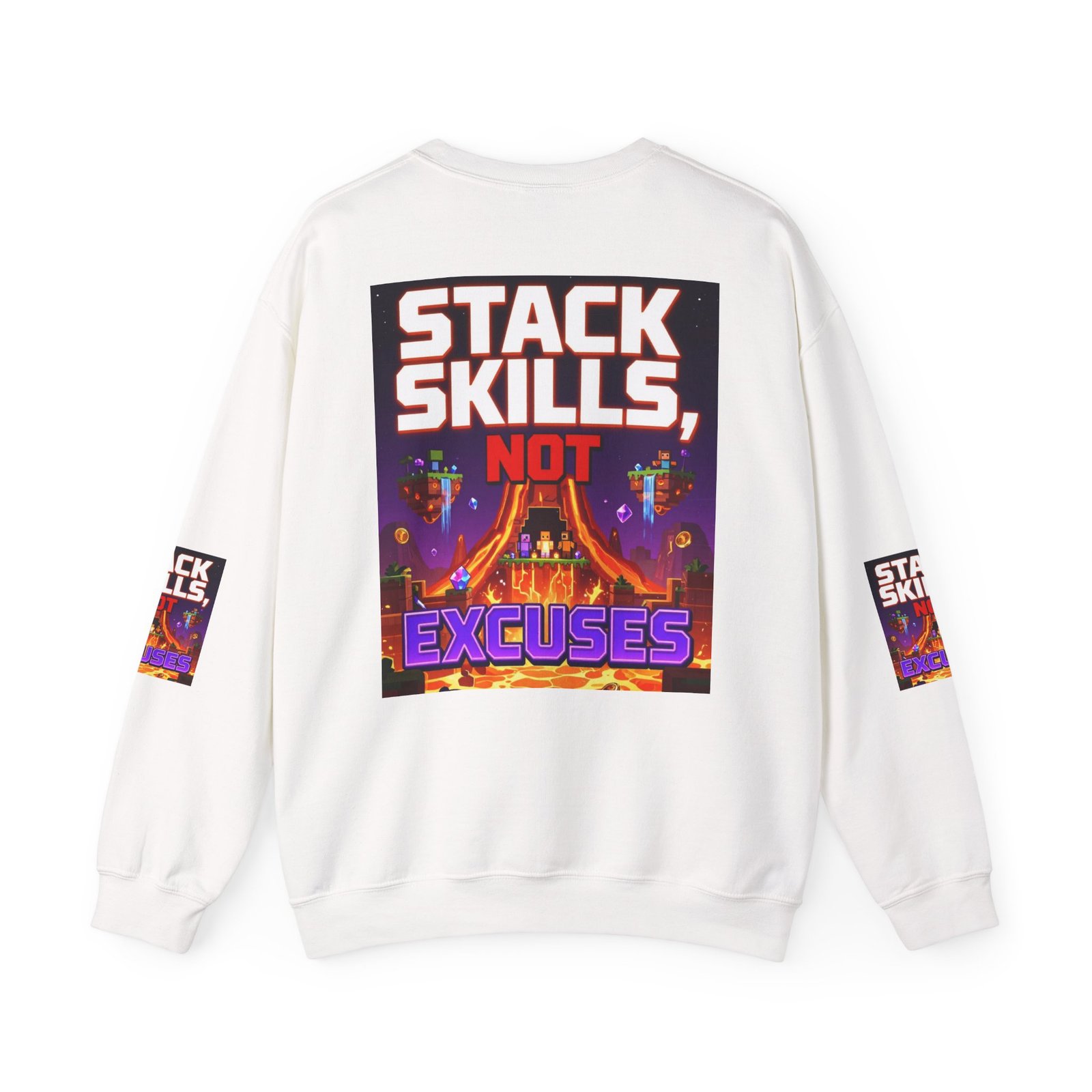 Crewneck Sweatshirt — "Stack Skills, Not Excuses" Motivational Gamer Graphic - Image 2