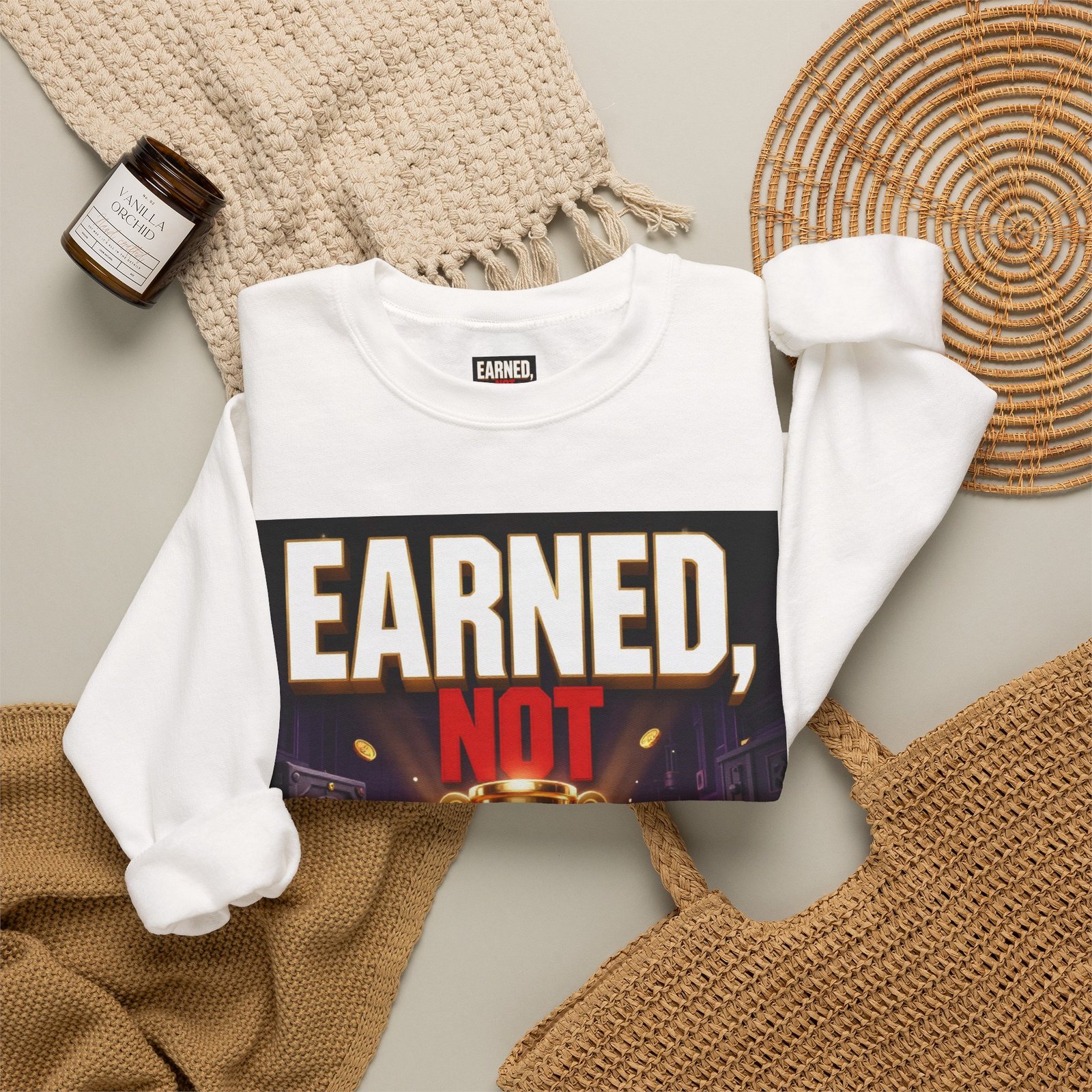 Crewneck Sweatshirt — "Earned, Not Explained" Trophy Graphic - Image 4