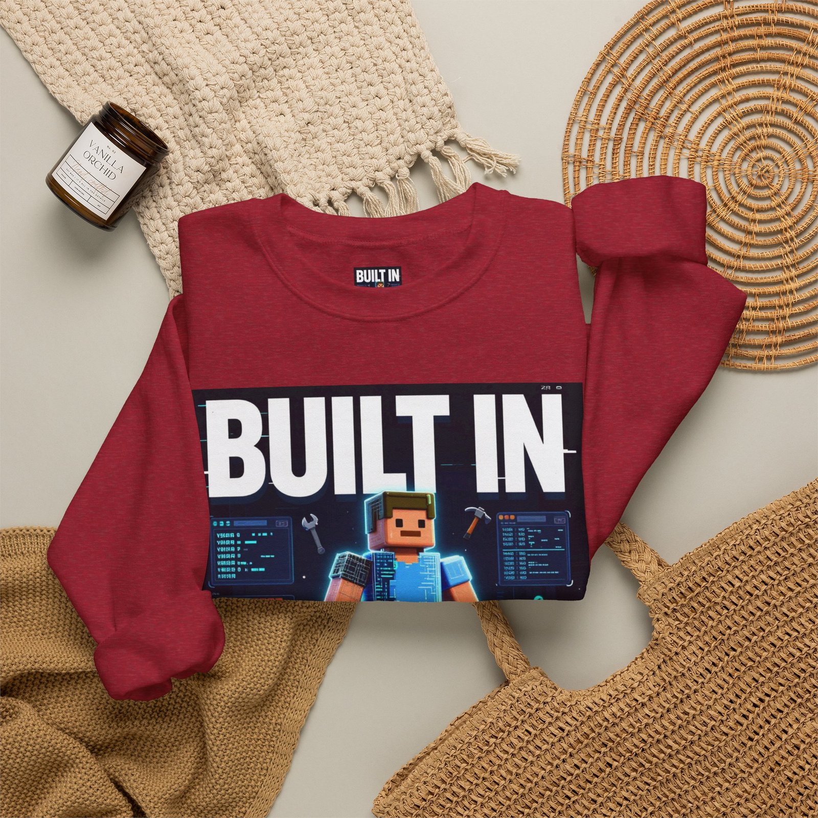 Built In Beta Crewneck Sweatshirt — Gamer Pixel Character Graphic - Image 52
