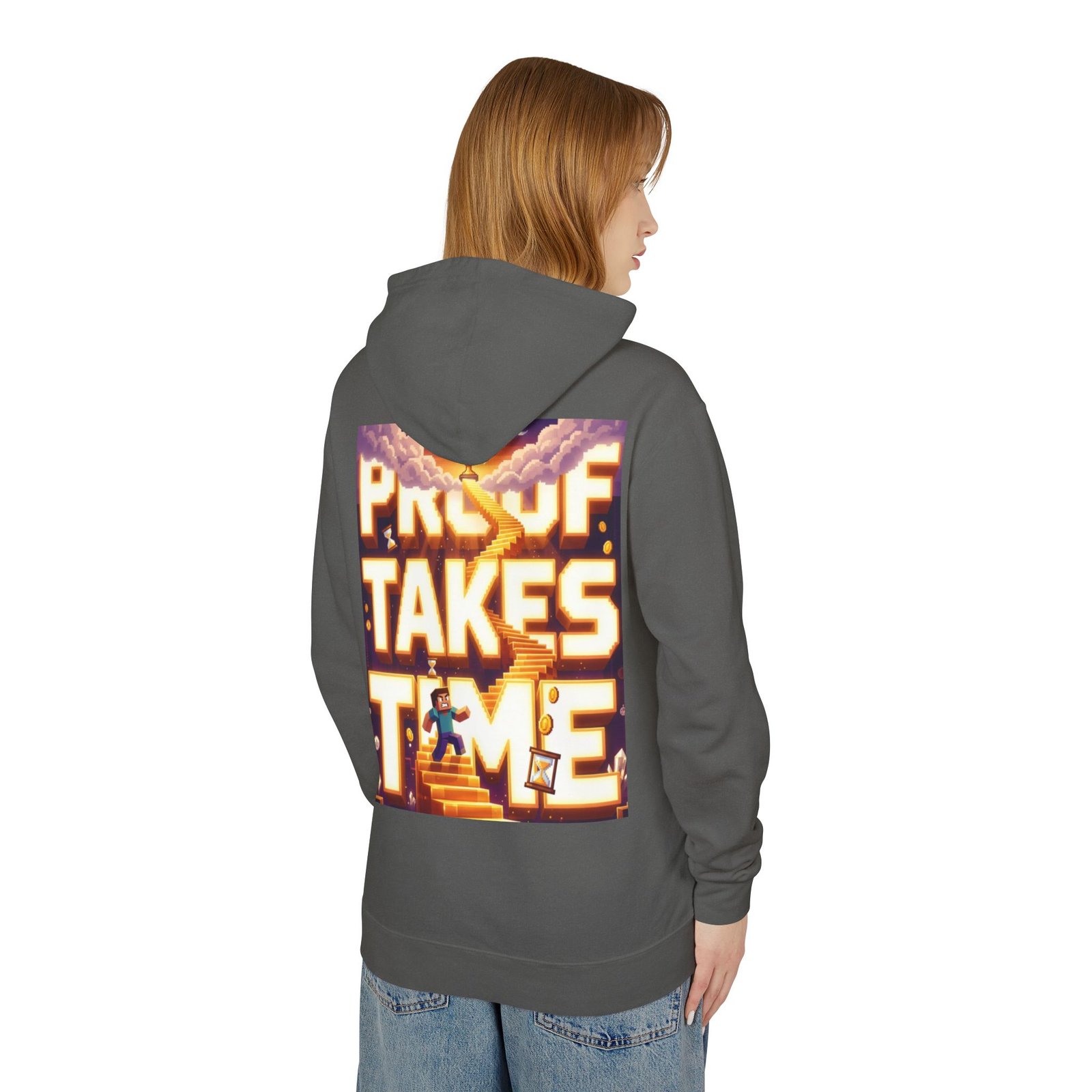 Hoodie — 'Proof Takes Time' Motivational Graphic Hooded Sweatshirt - Image 24
