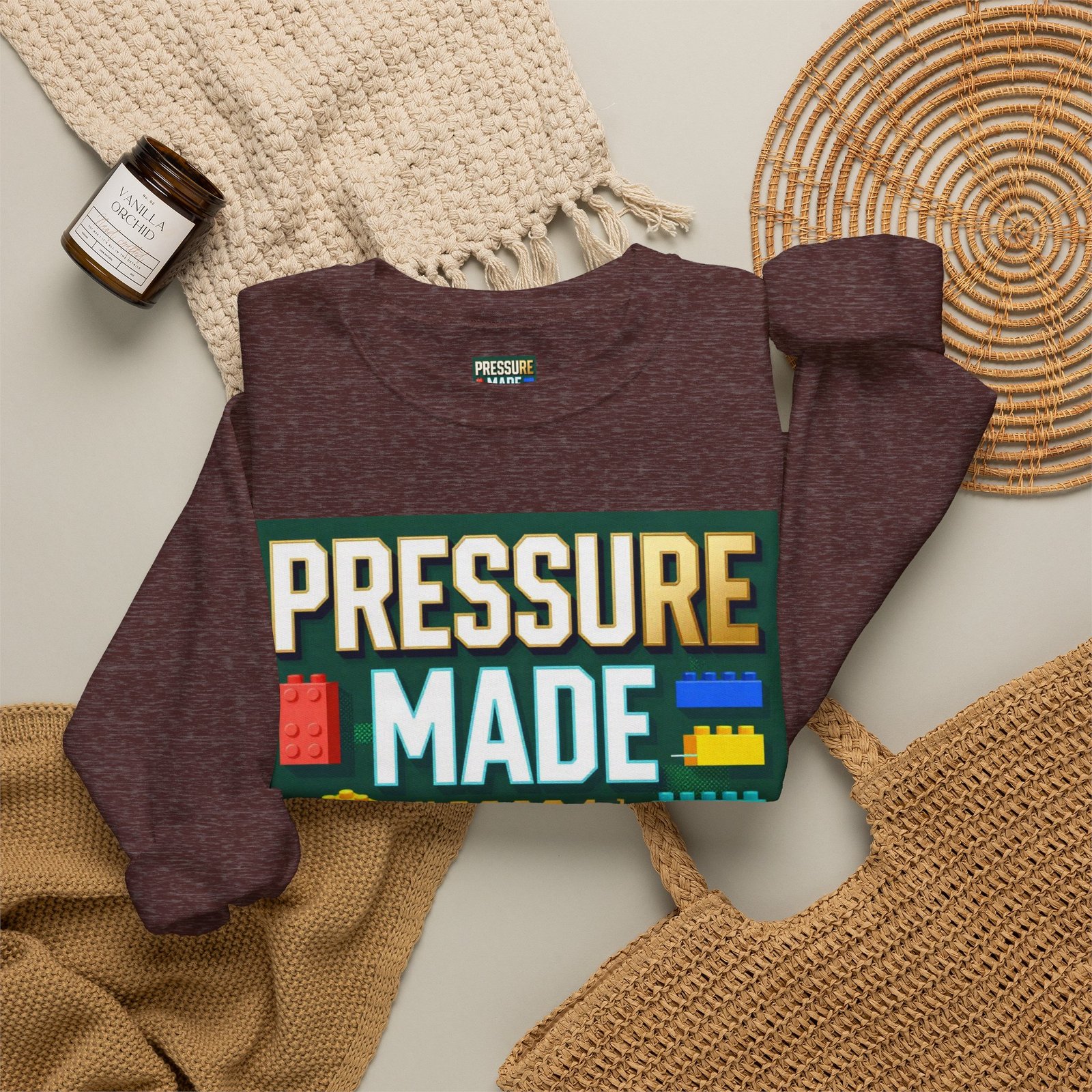 Graphic Sweatshirt — "Pressure Made Me Polished" Building Block Crewneck - Image 16