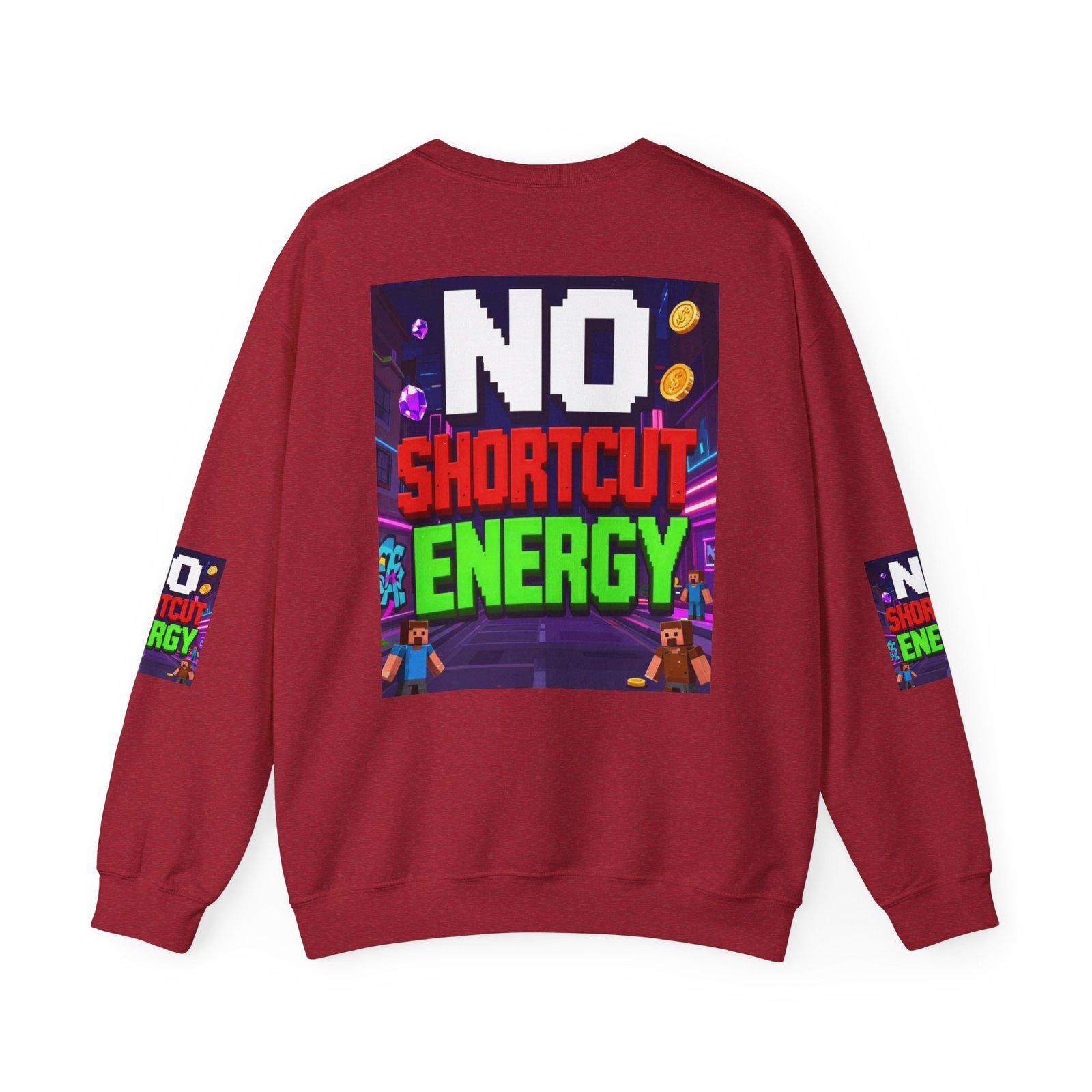 Crewneck Sweatshirt — "NO Shortcut Energy" Retro Gamer Graphic - Image 50