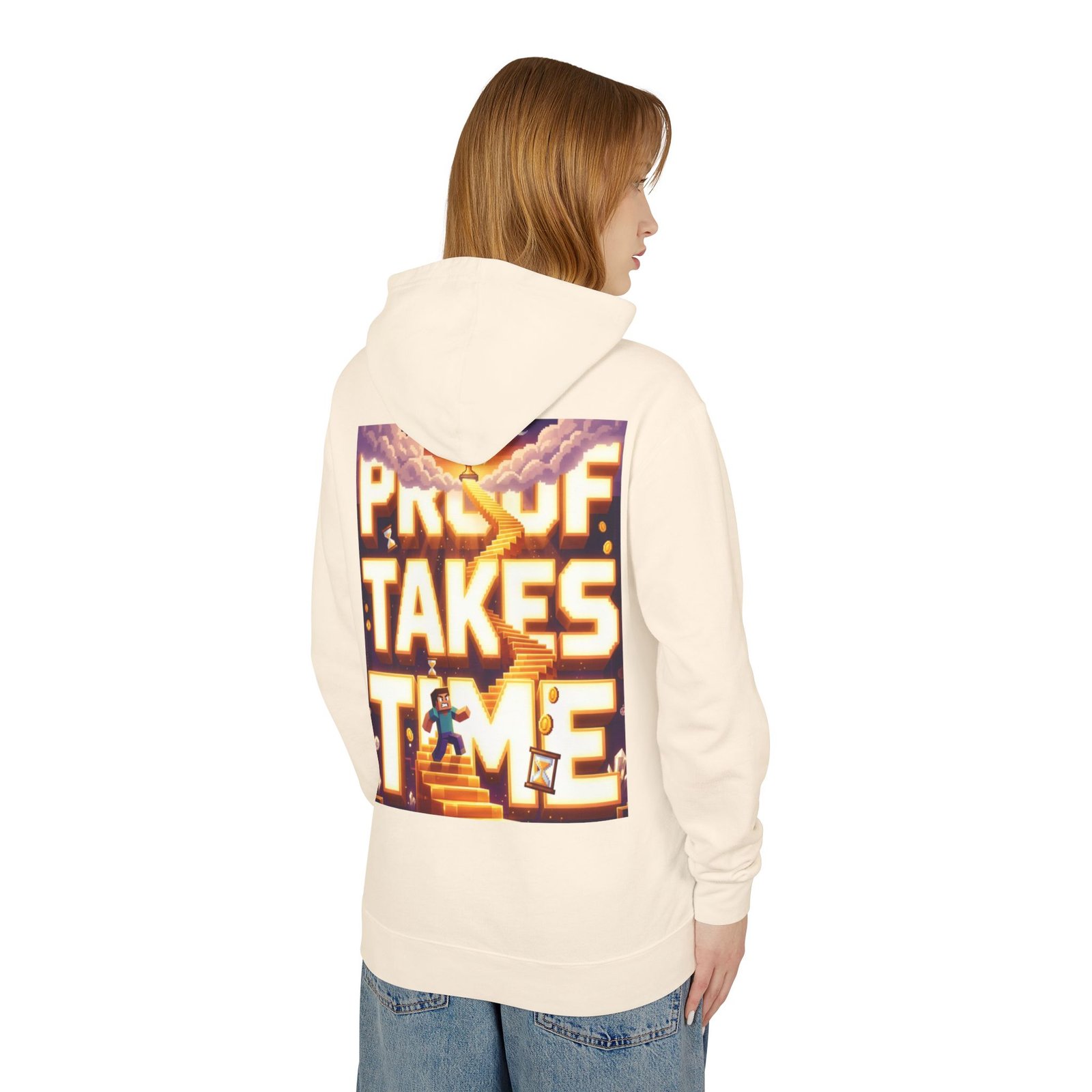 Hoodie — 'Proof Takes Time' Motivational Graphic Hooded Sweatshirt - Image 4