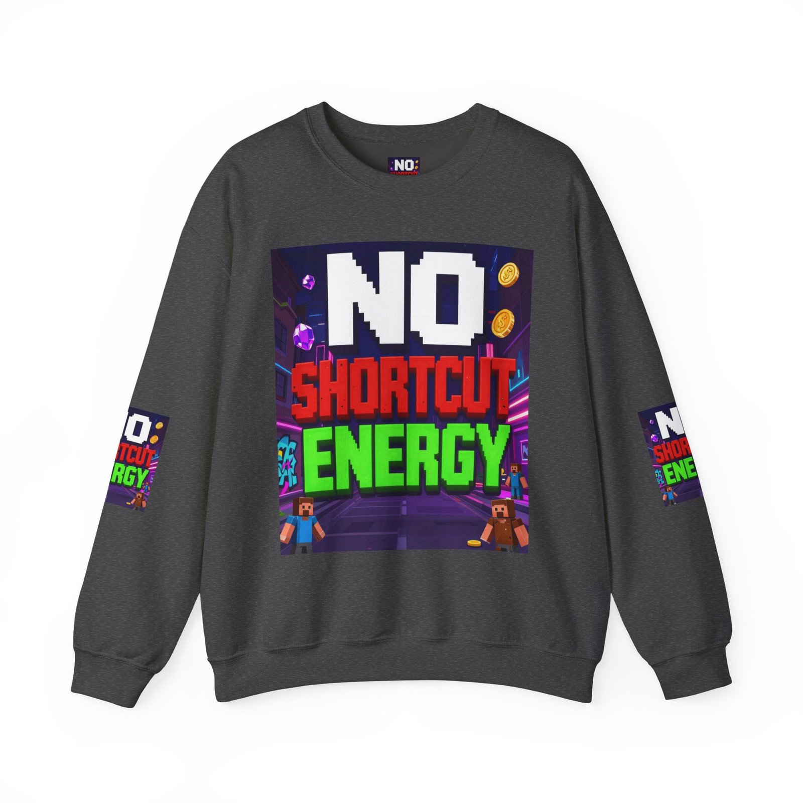 Crewneck Sweatshirt — "NO Shortcut Energy" Retro Gamer Graphic - Image 33