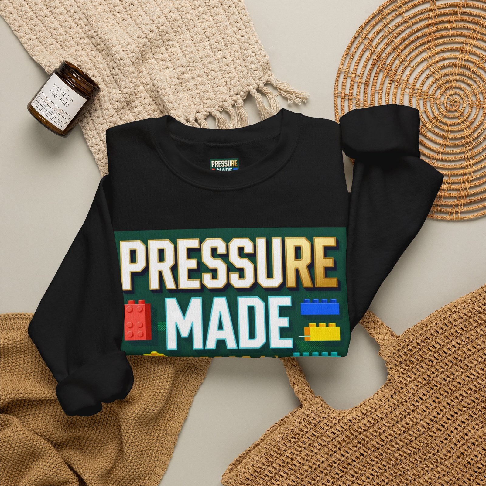 Graphic Sweatshirt — "Pressure Made Me Polished" Building Block Crewneck - Image 20