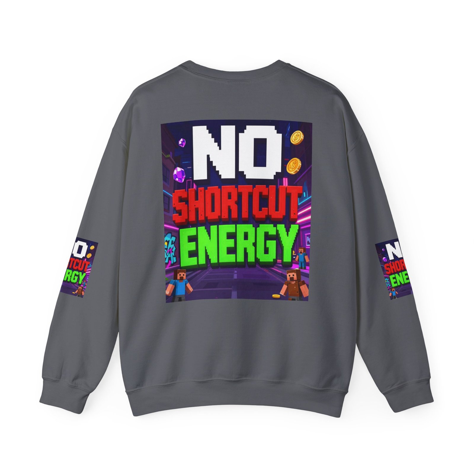 Crewneck Sweatshirt — "NO Shortcut Energy" Retro Gamer Graphic - Image 38