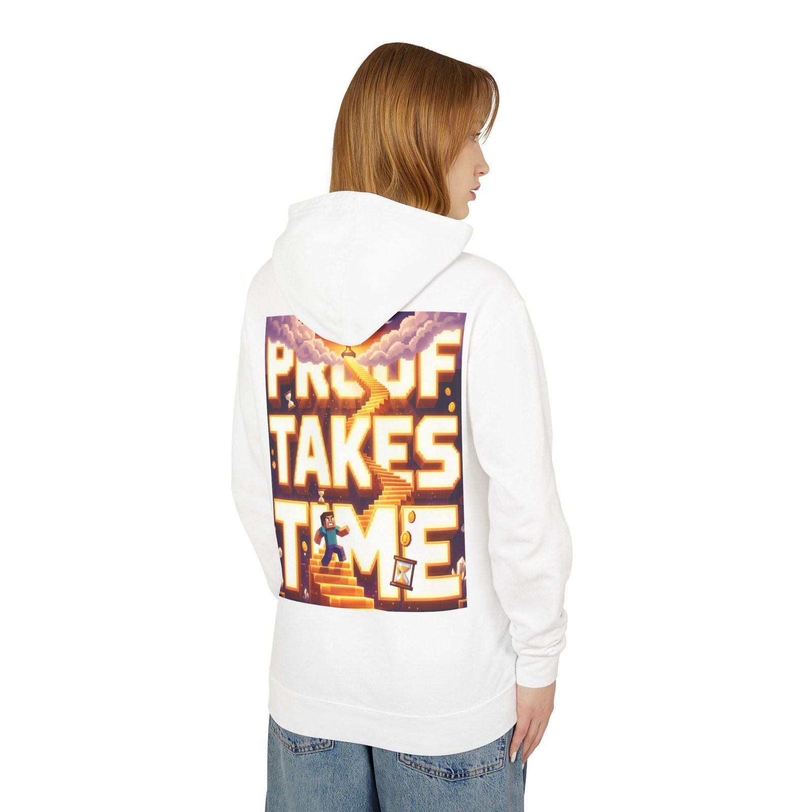 Hoodie — 'Proof Takes Time' Motivational Graphic Hooded Sweatshirt - Image 8