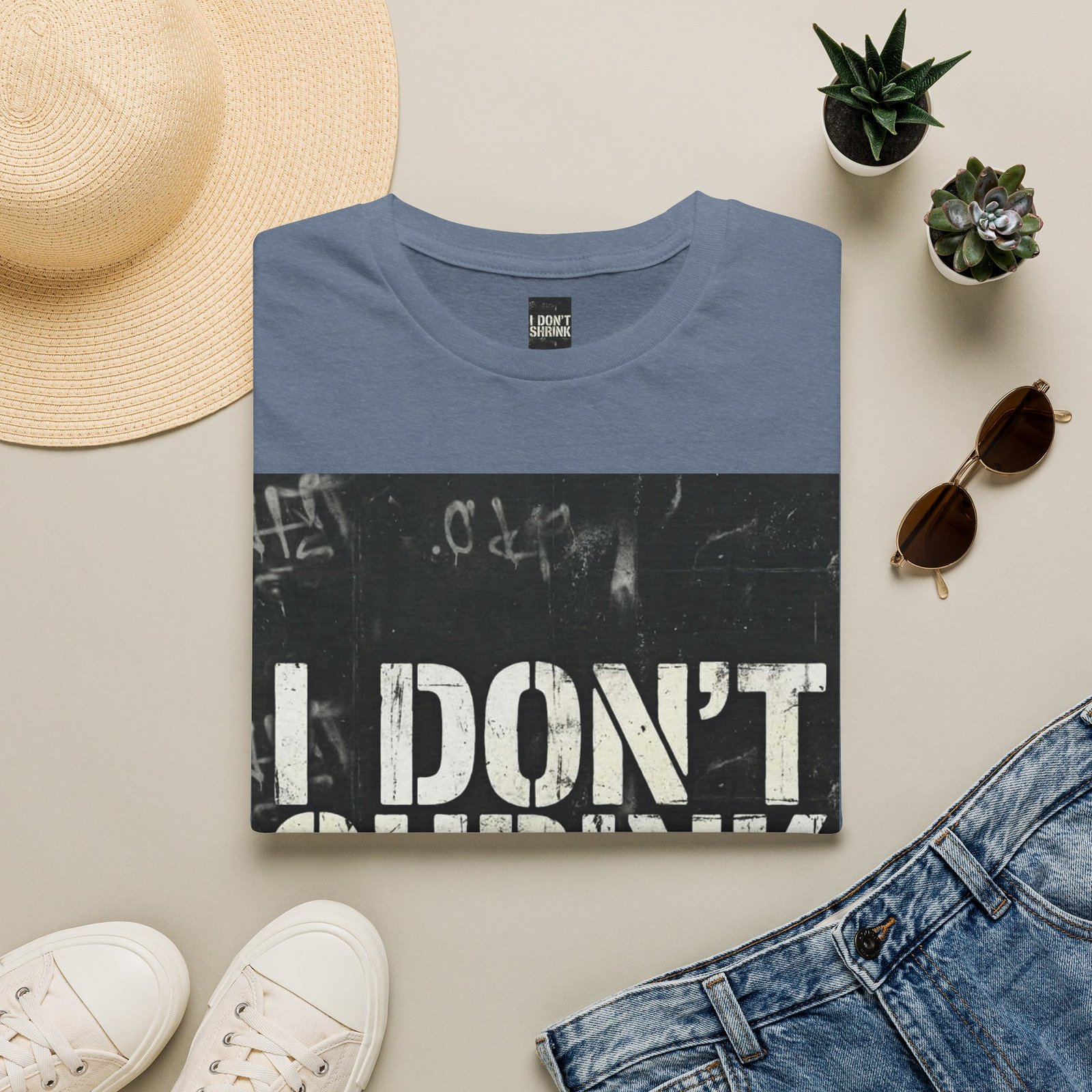 I Don't Shrink T-Shirt — Vintage Stencil Graphic Tee - Image 29
