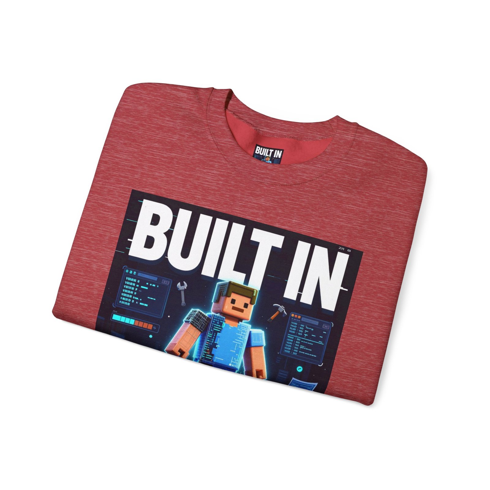 Built In Beta Crewneck Sweatshirt — Gamer Pixel Character Graphic - Image 43