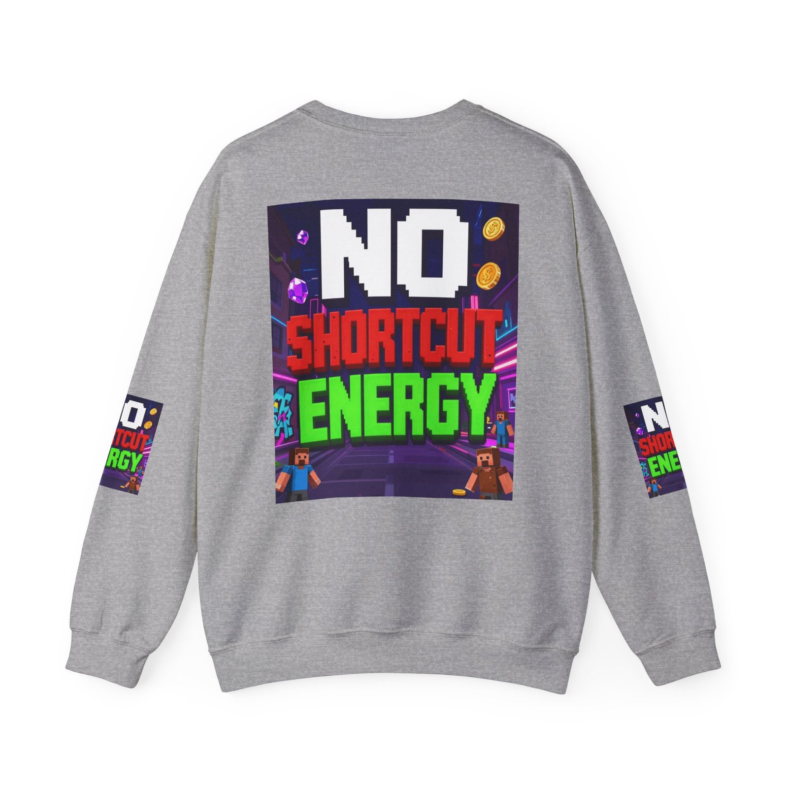 Crewneck Sweatshirt — "NO Shortcut Energy" Retro Gamer Graphic - Image 22