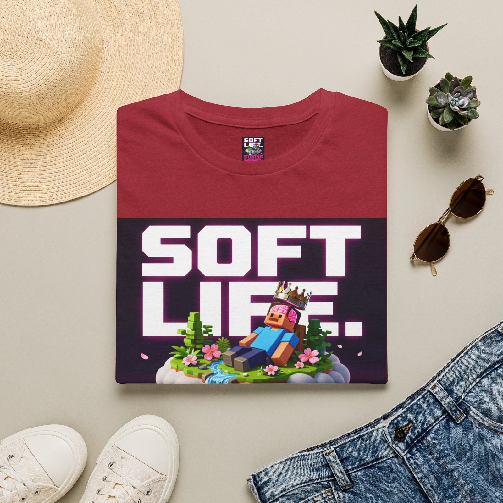 Soft Life Strong Mind T-Shirt — Relaxed Gamer Chill Vibe Tee - Image 45