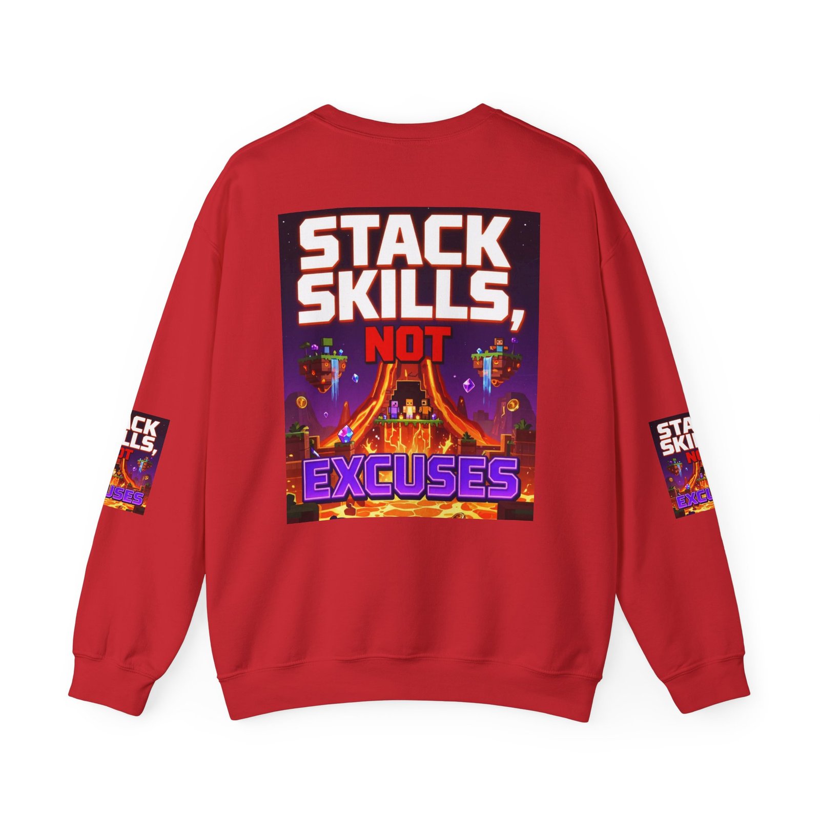 Crewneck Sweatshirt — "Stack Skills, Not Excuses" Motivational Gamer Graphic - Image 46