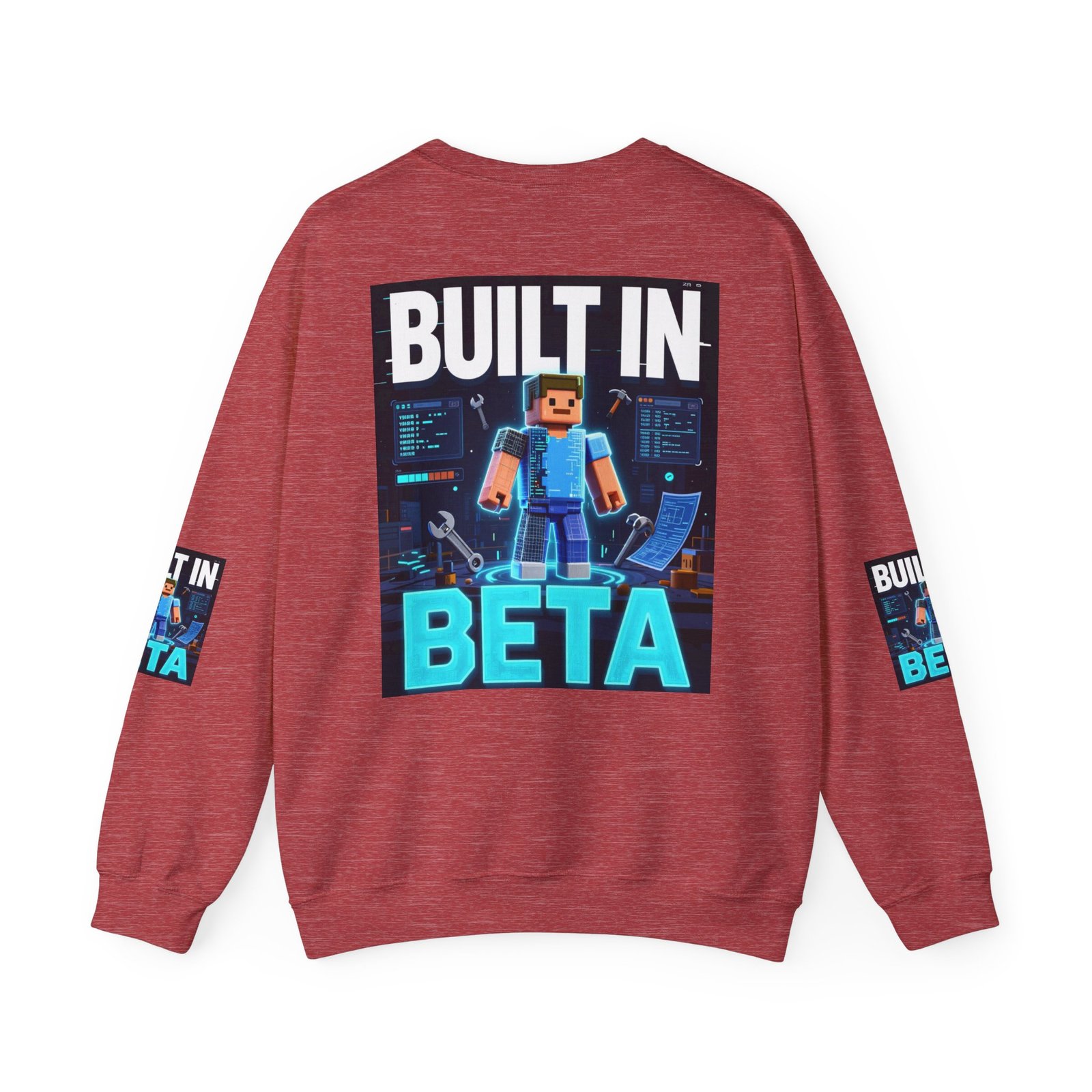 Built In Beta Crewneck Sweatshirt — Gamer Pixel Character Graphic - Image 42
