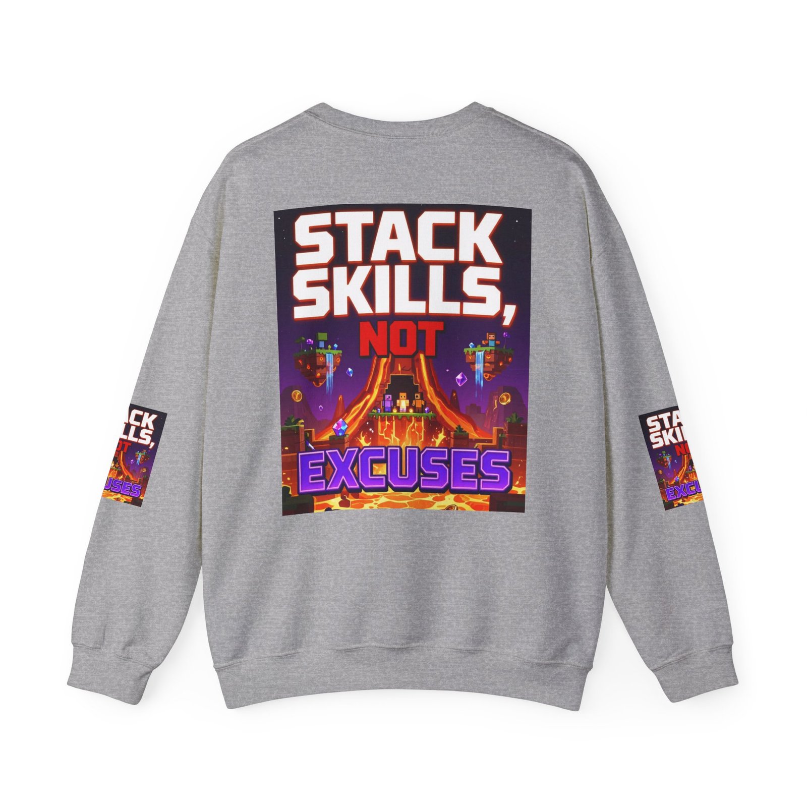 Crewneck Sweatshirt — "Stack Skills, Not Excuses" Motivational Gamer Graphic - Image 22