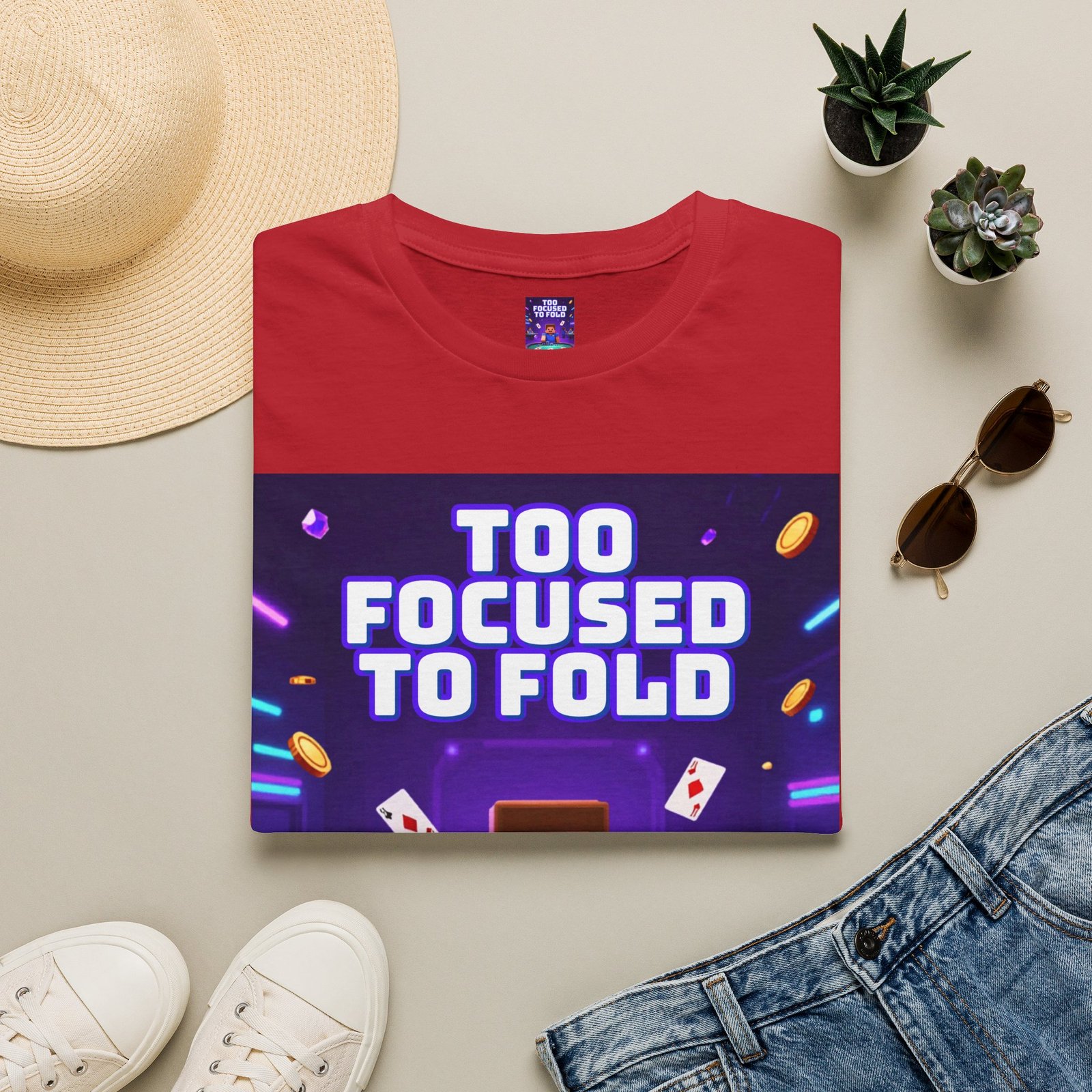 Poker T-Shirt — "Too Focused to Fold" Gaming Tee - Image 49