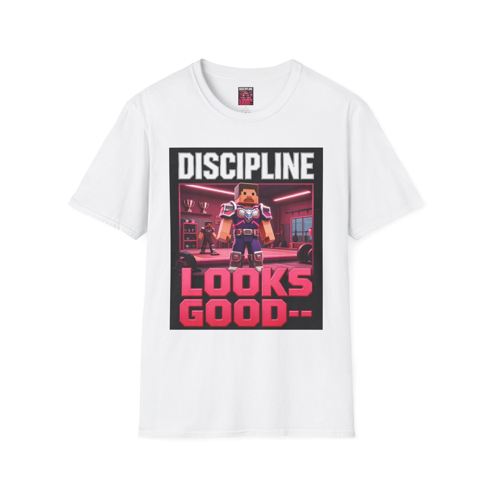 T‑Shirt — 'DISCIPLINE Looks Good' Gamer Pixel Armor Tee - Image 3