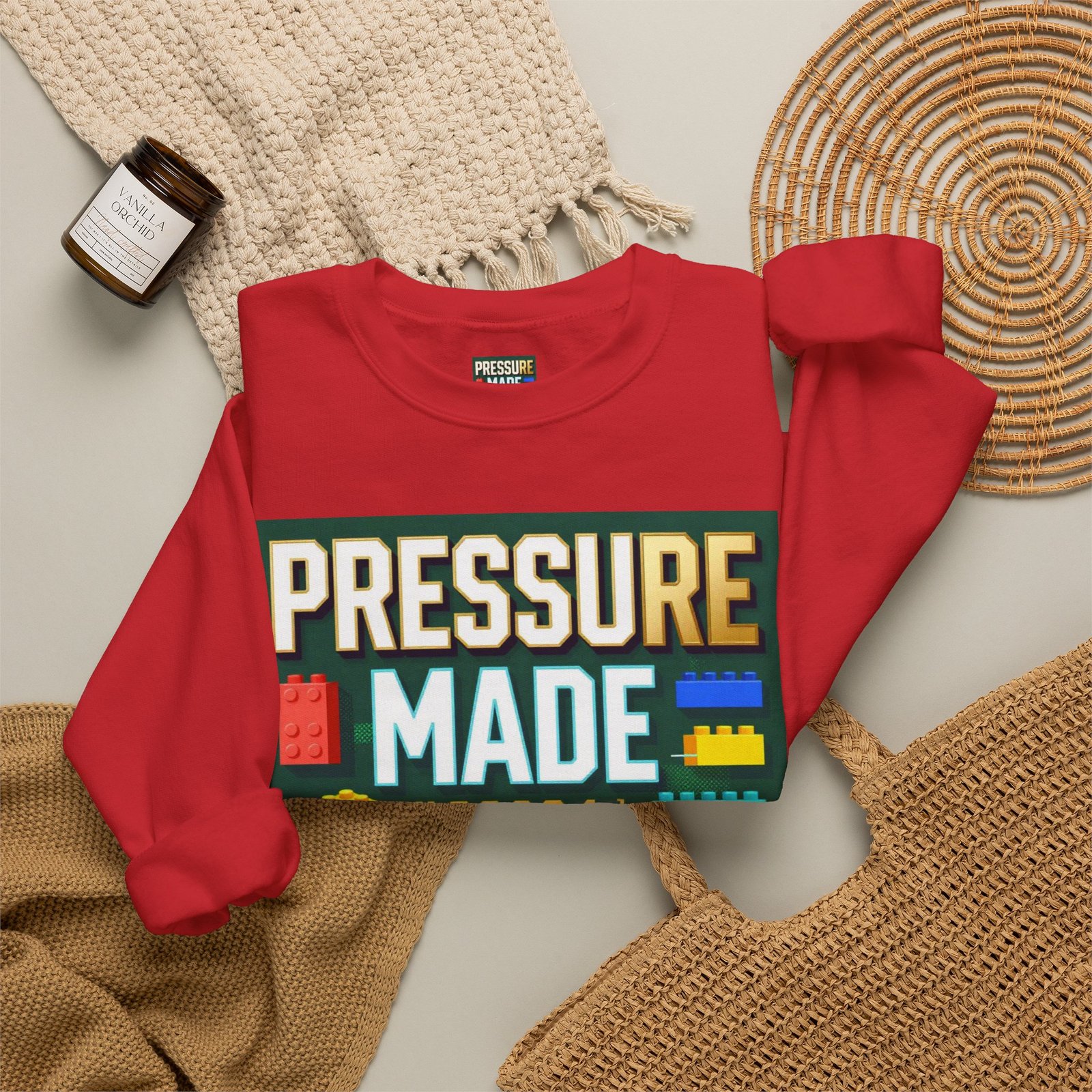 Graphic Sweatshirt — "Pressure Made Me Polished" Building Block Crewneck - Image 48