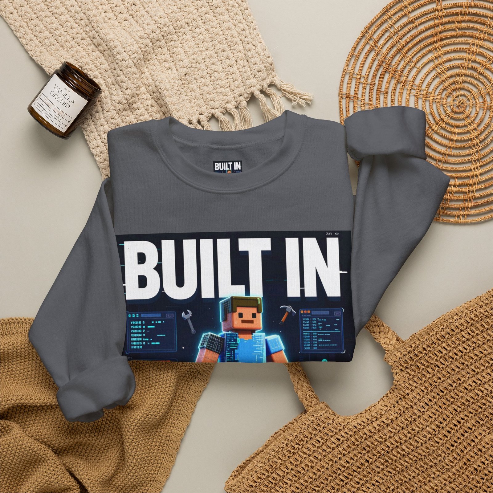 Built In Beta Crewneck Sweatshirt — Gamer Pixel Character Graphic - Image 40