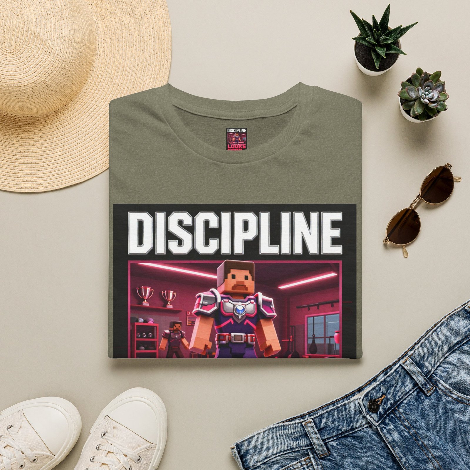 T‑Shirt — 'DISCIPLINE Looks Good' Gamer Pixel Armor Tee - Image 17