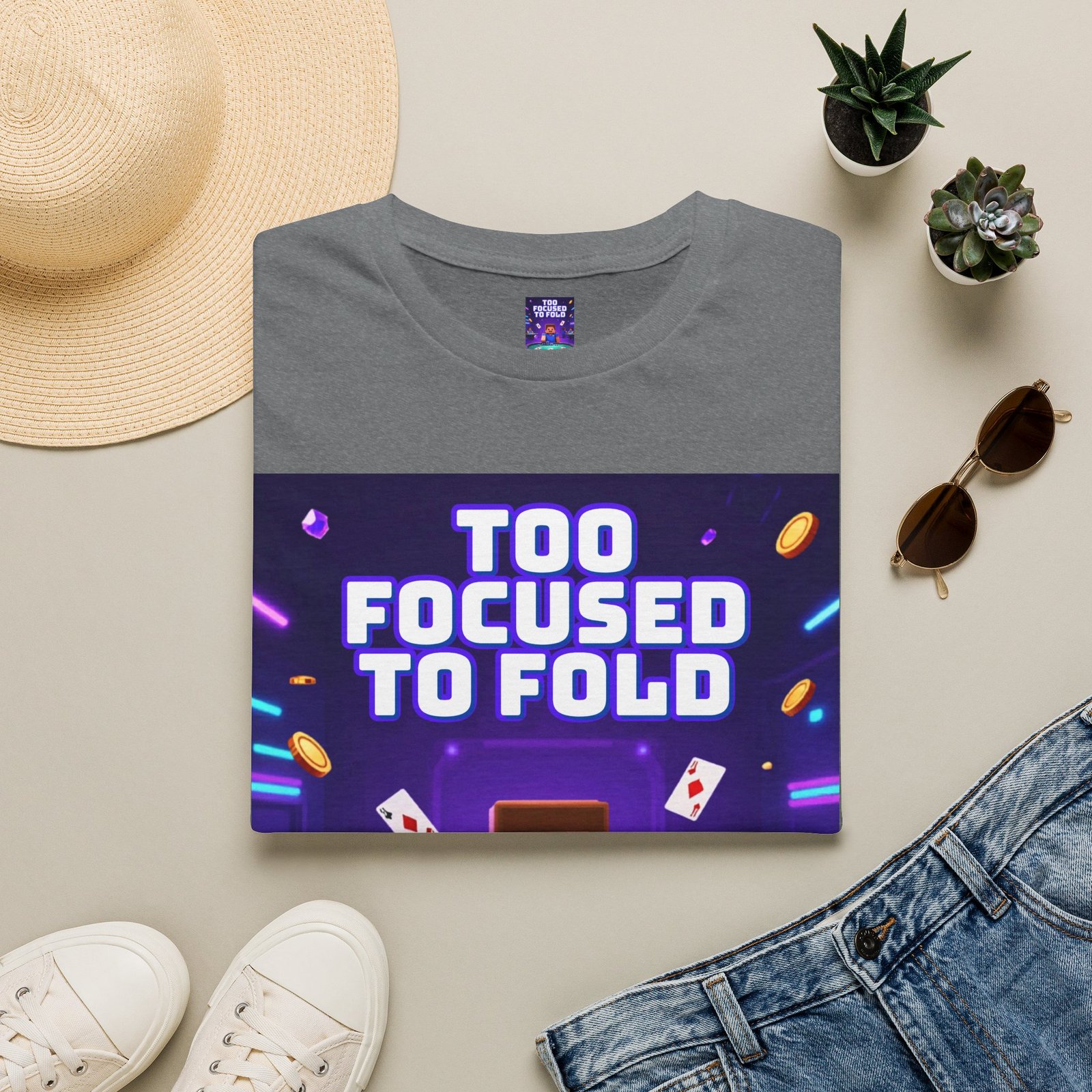 Poker T-Shirt — "Too Focused to Fold" Gaming Tee - Image 21