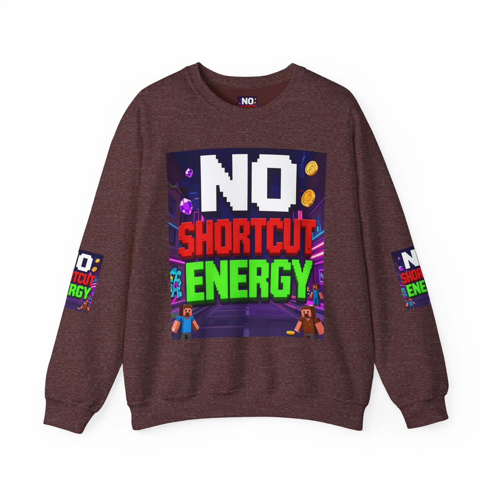 Crewneck Sweatshirt — "NO Shortcut Energy" Retro Gamer Graphic - Image 13
