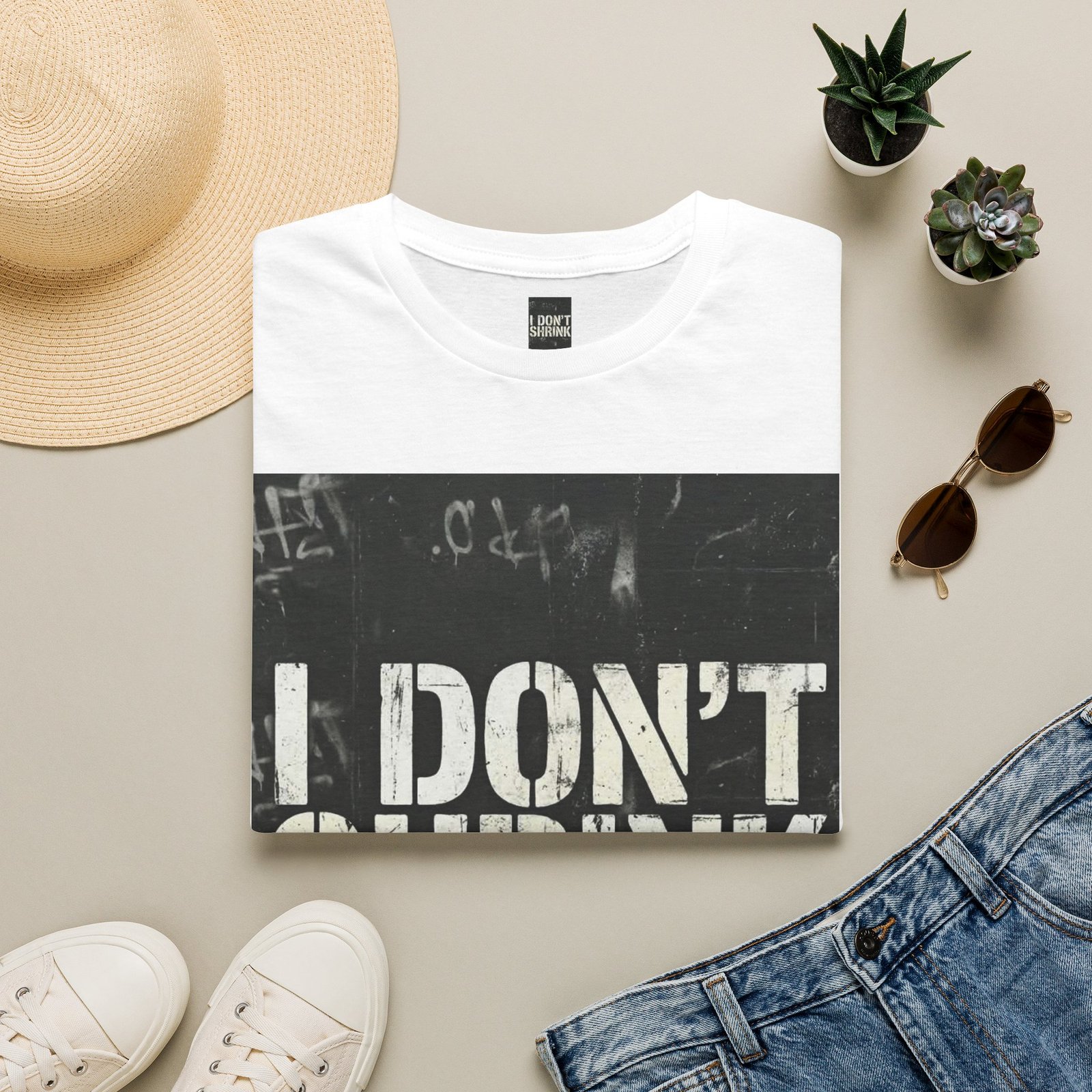 I Don't Shrink T-Shirt — Vintage Stencil Graphic Tee