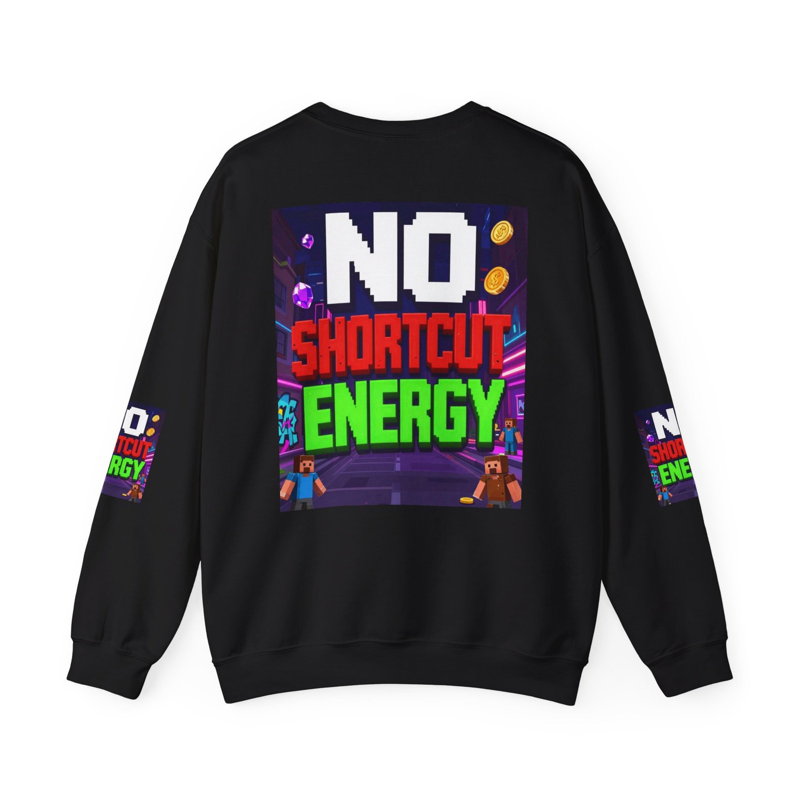 Crewneck Sweatshirt — "NO Shortcut Energy" Retro Gamer Graphic - Image 18