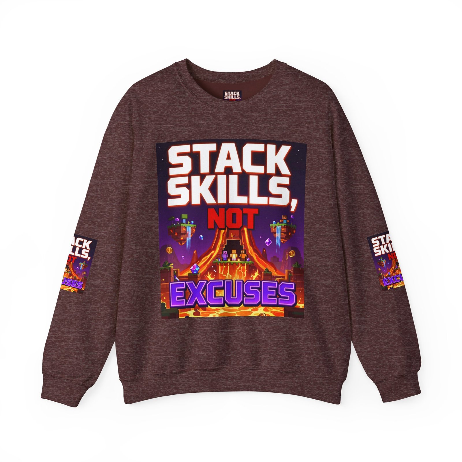 Crewneck Sweatshirt — "Stack Skills, Not Excuses" Motivational Gamer Graphic - Image 13