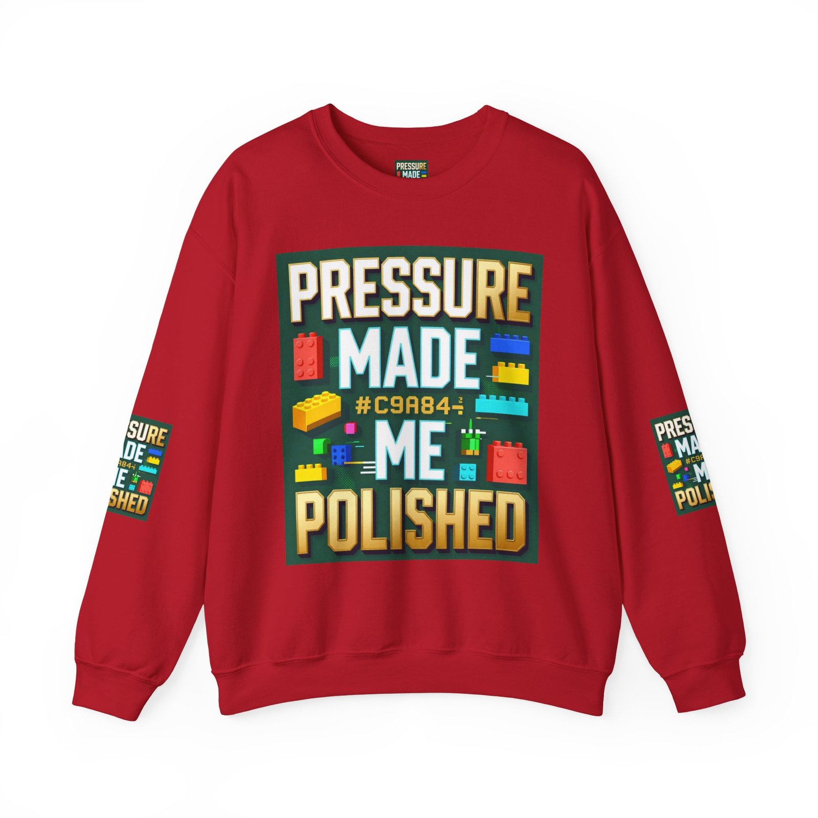 Graphic Sweatshirt — "Pressure Made Me Polished" Building Block Crewneck - Image 53