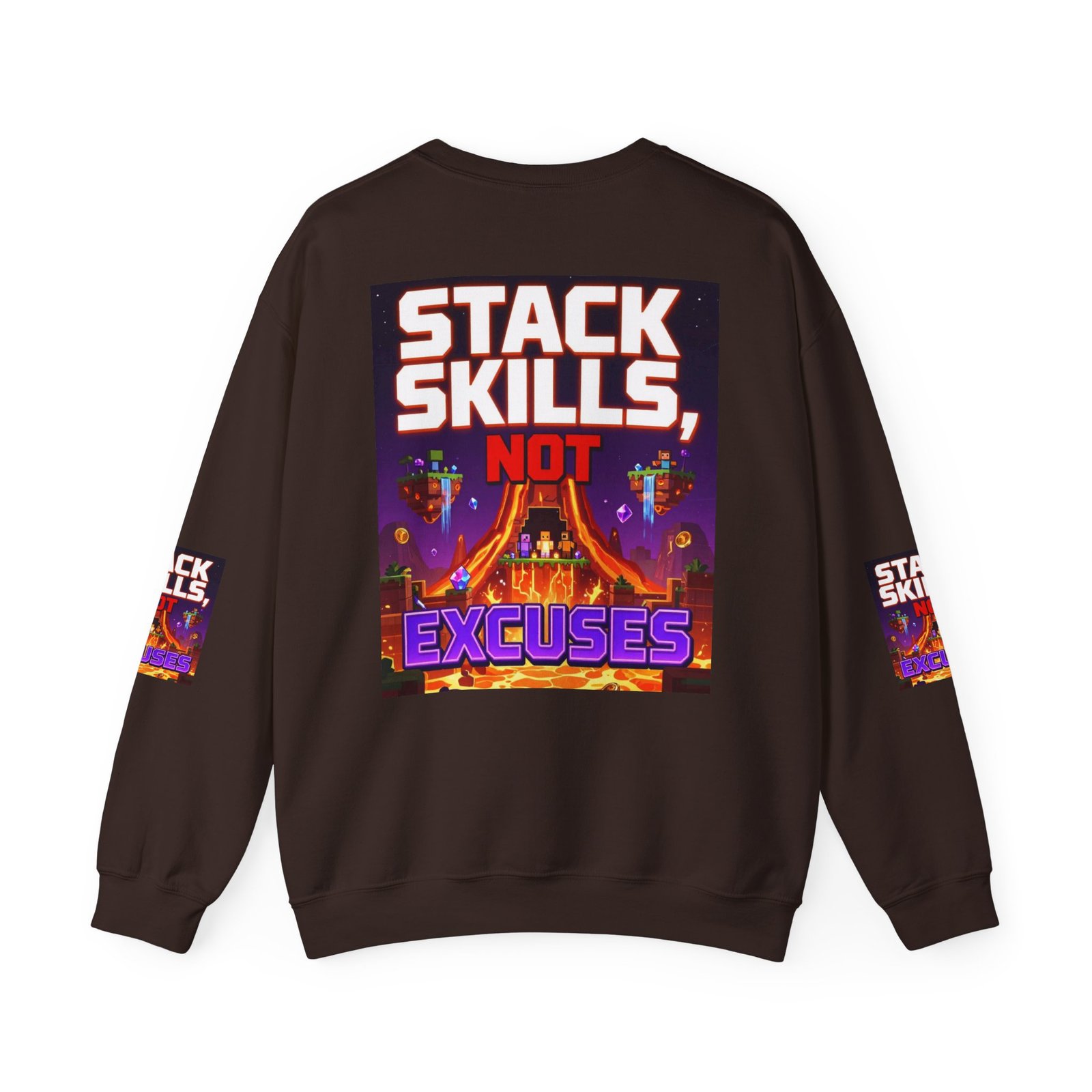 Crewneck Sweatshirt — "Stack Skills, Not Excuses" Motivational Gamer Graphic - Image 26