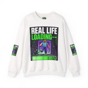 Crewneck Sweatshirt — "Real Life Loading 85%" Gamer Graphic Pullover