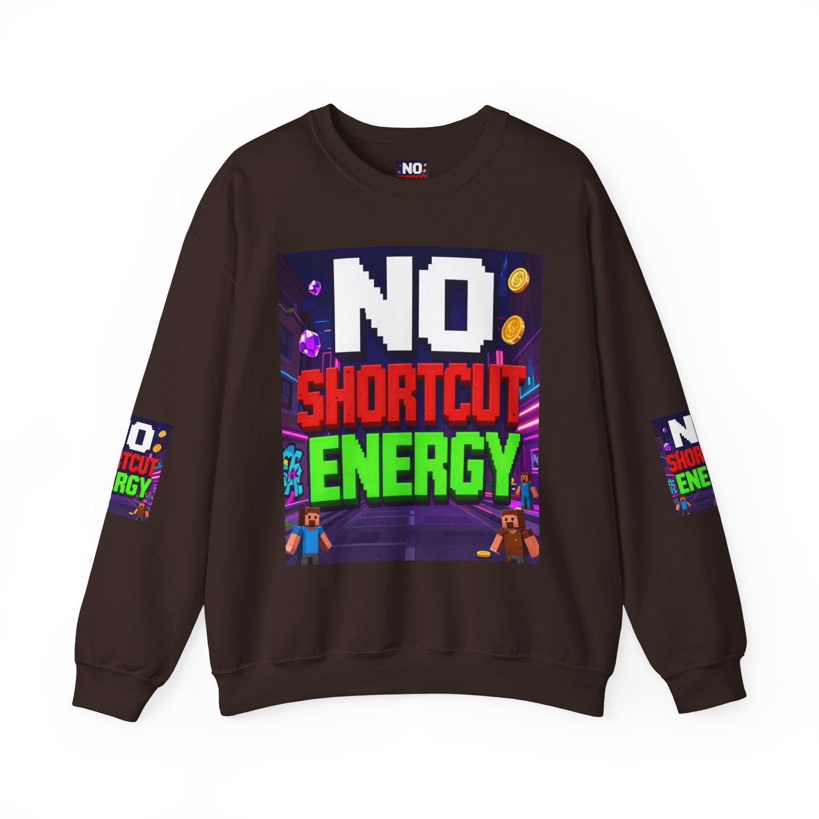 Crewneck Sweatshirt — "NO Shortcut Energy" Retro Gamer Graphic - Image 25