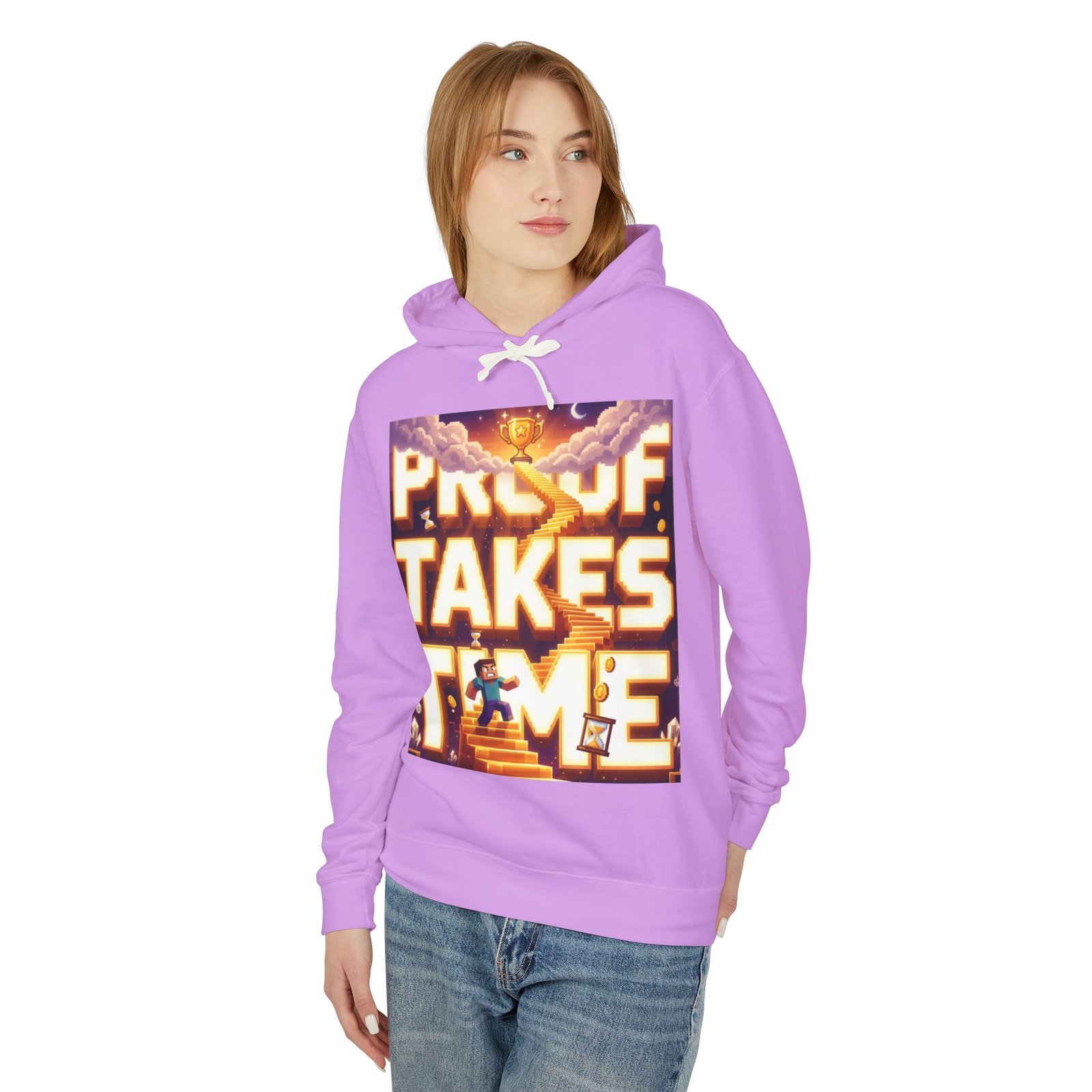 Hoodie — 'Proof Takes Time' Motivational Graphic Hooded Sweatshirt - Image 15