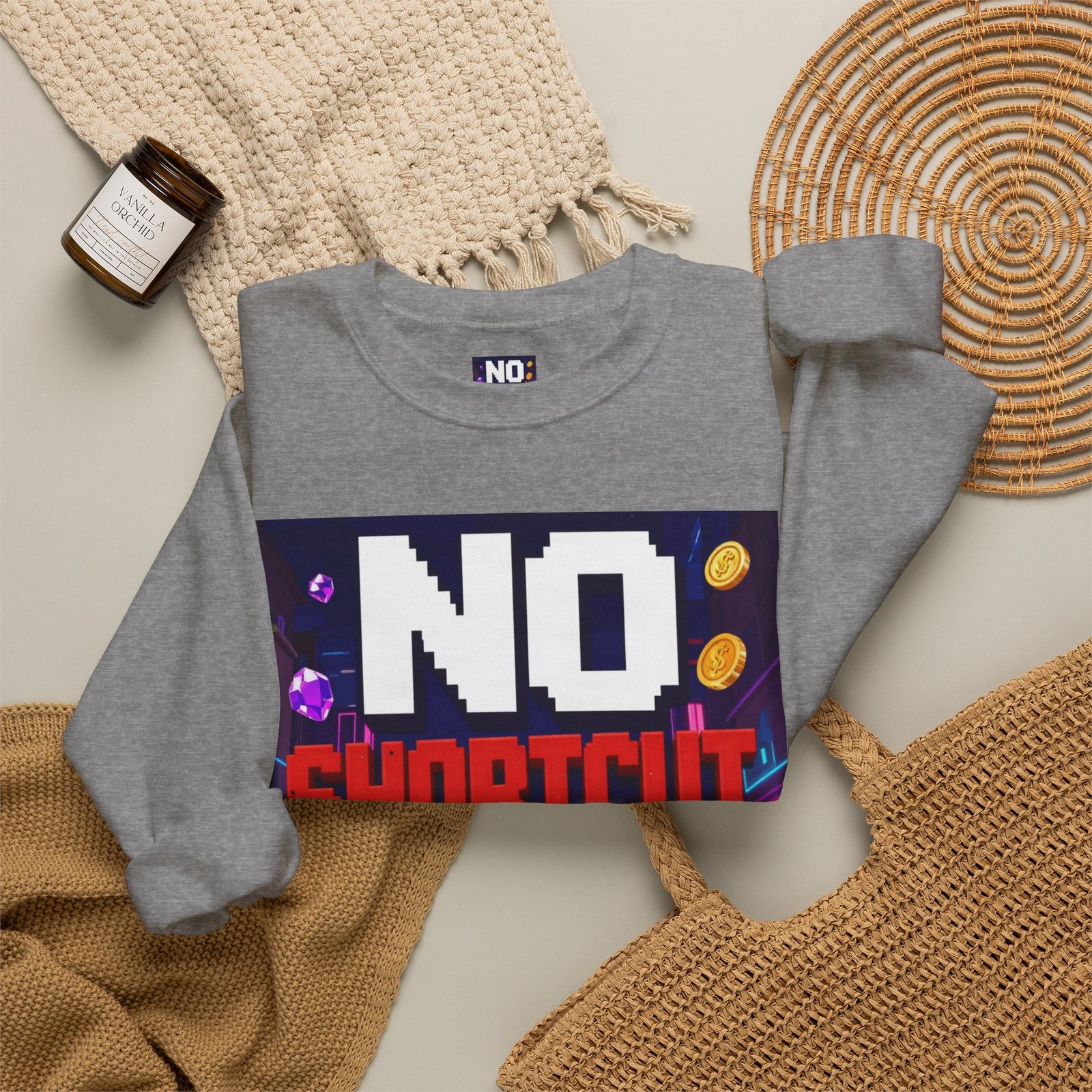 Crewneck Sweatshirt — "NO Shortcut Energy" Retro Gamer Graphic - Image 32