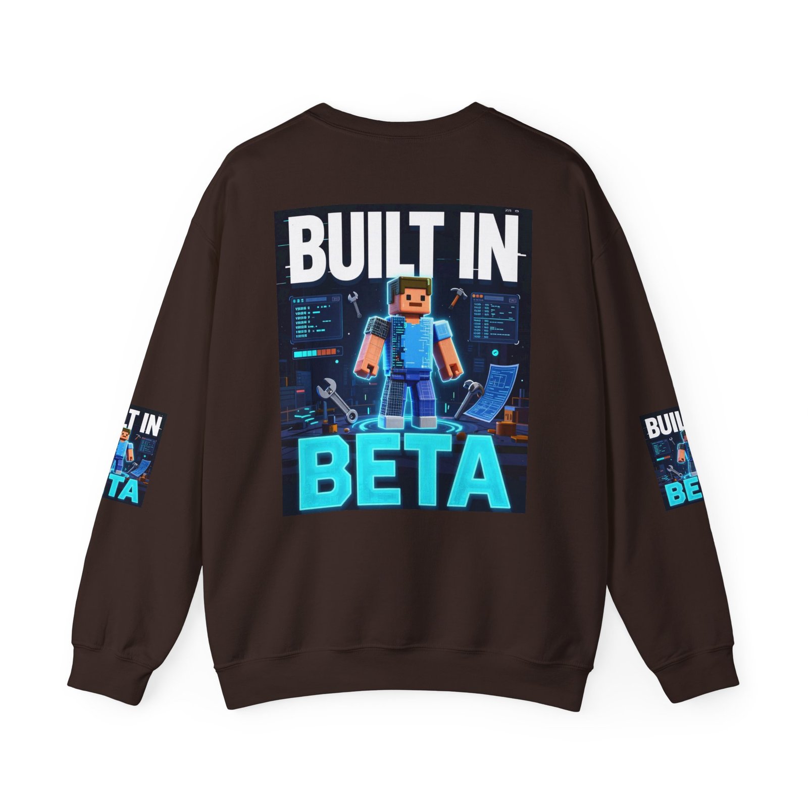 Built In Beta Crewneck Sweatshirt — Gamer Pixel Character Graphic - Image 26