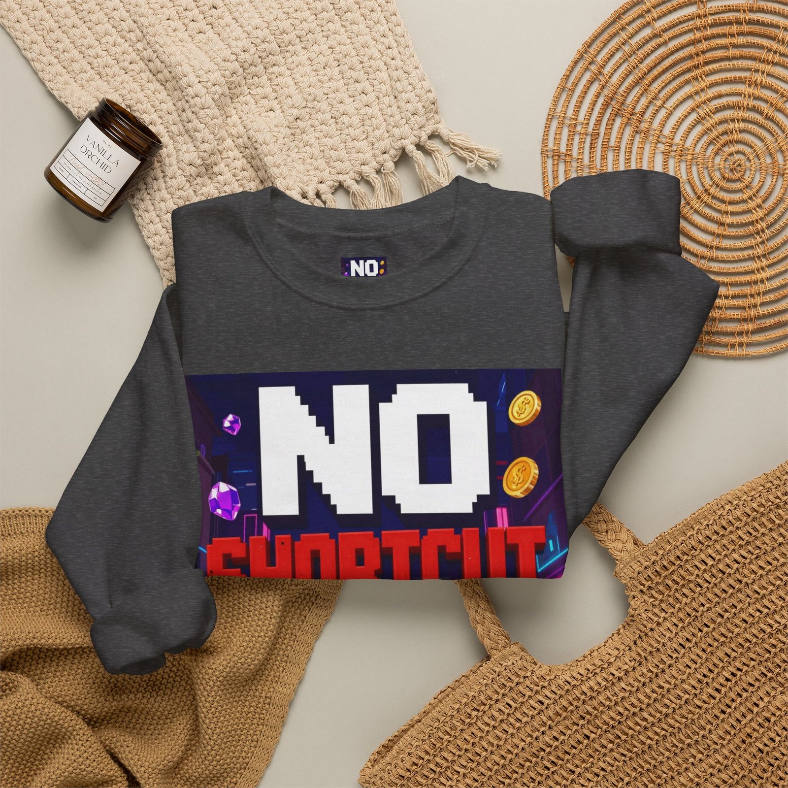 Crewneck Sweatshirt — "NO Shortcut Energy" Retro Gamer Graphic - Image 36