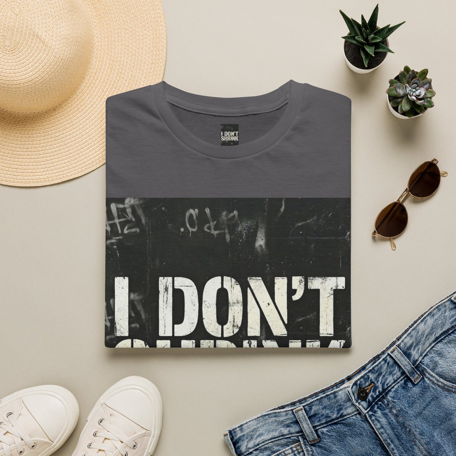 I Don't Shrink T-Shirt — Vintage Stencil Graphic Tee - Image 33