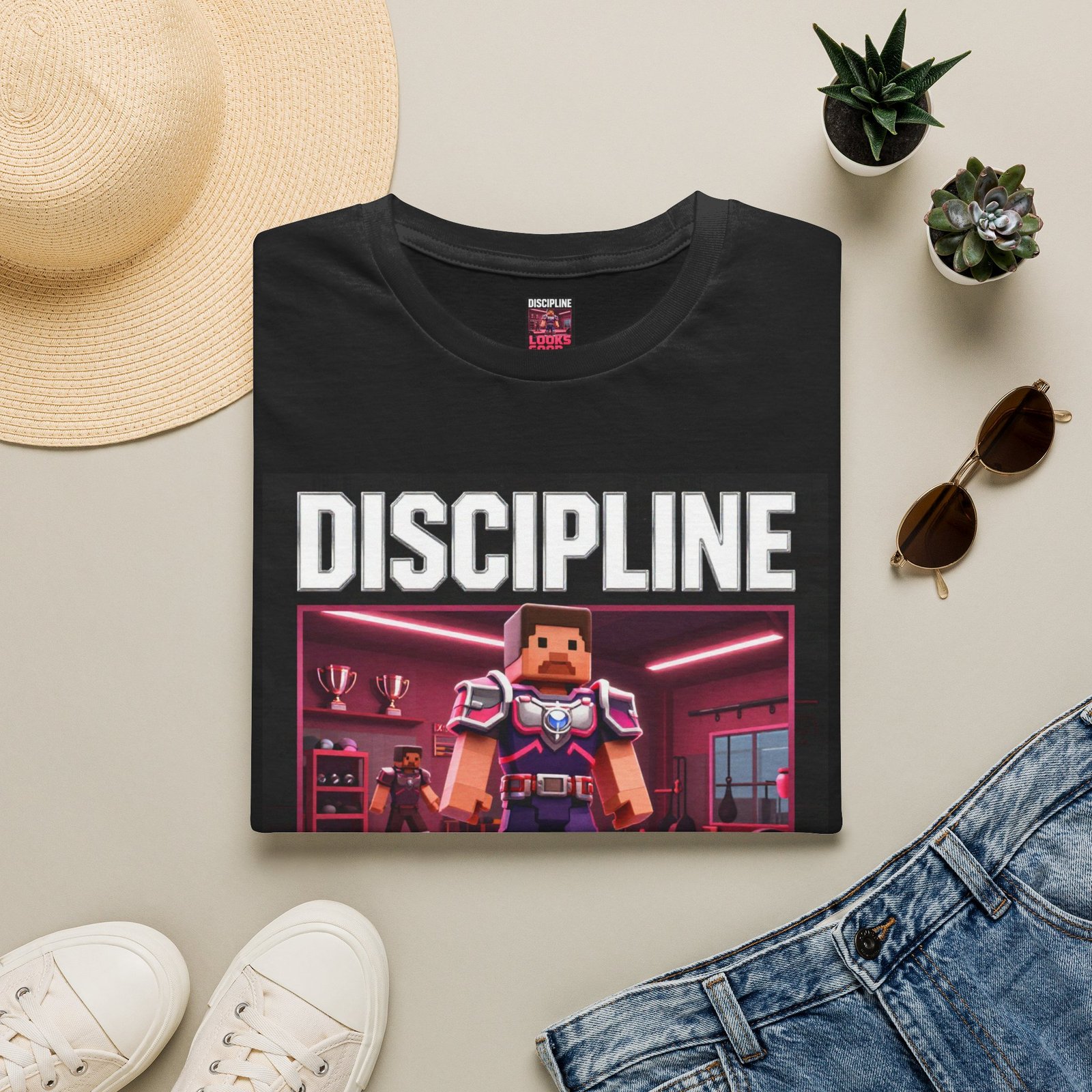 T‑Shirt — 'DISCIPLINE Looks Good' Gamer Pixel Armor Tee - Image 5