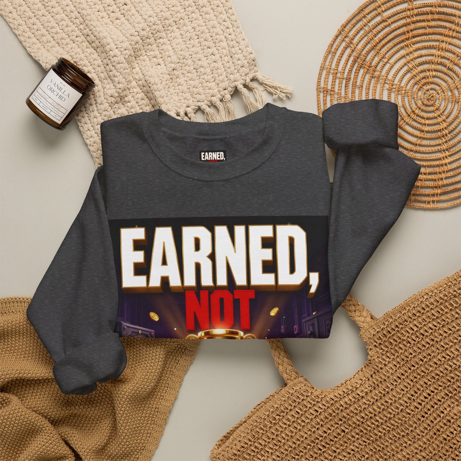 Crewneck Sweatshirt — "Earned, Not Explained" Trophy Graphic - Image 36