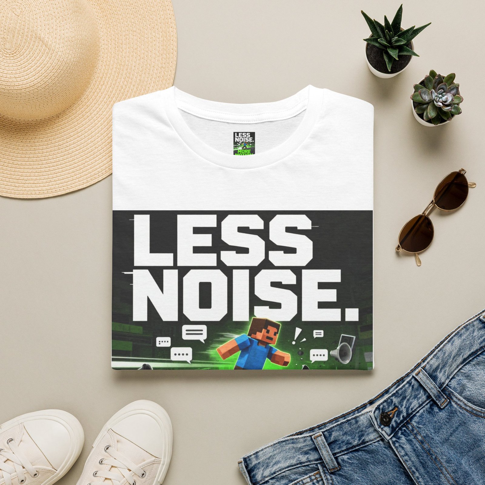 Less Noise More Motion T-Shirt — Gamer Minimalist Graphic Tee