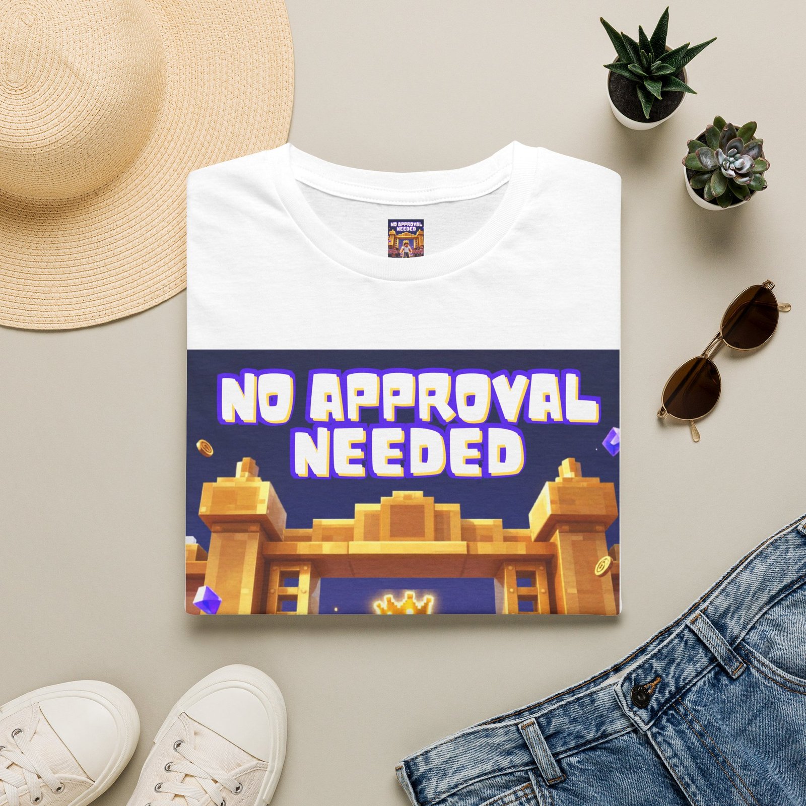 No Approval Needed T‑Shirt — Bold Roblox-style Gamer Tee