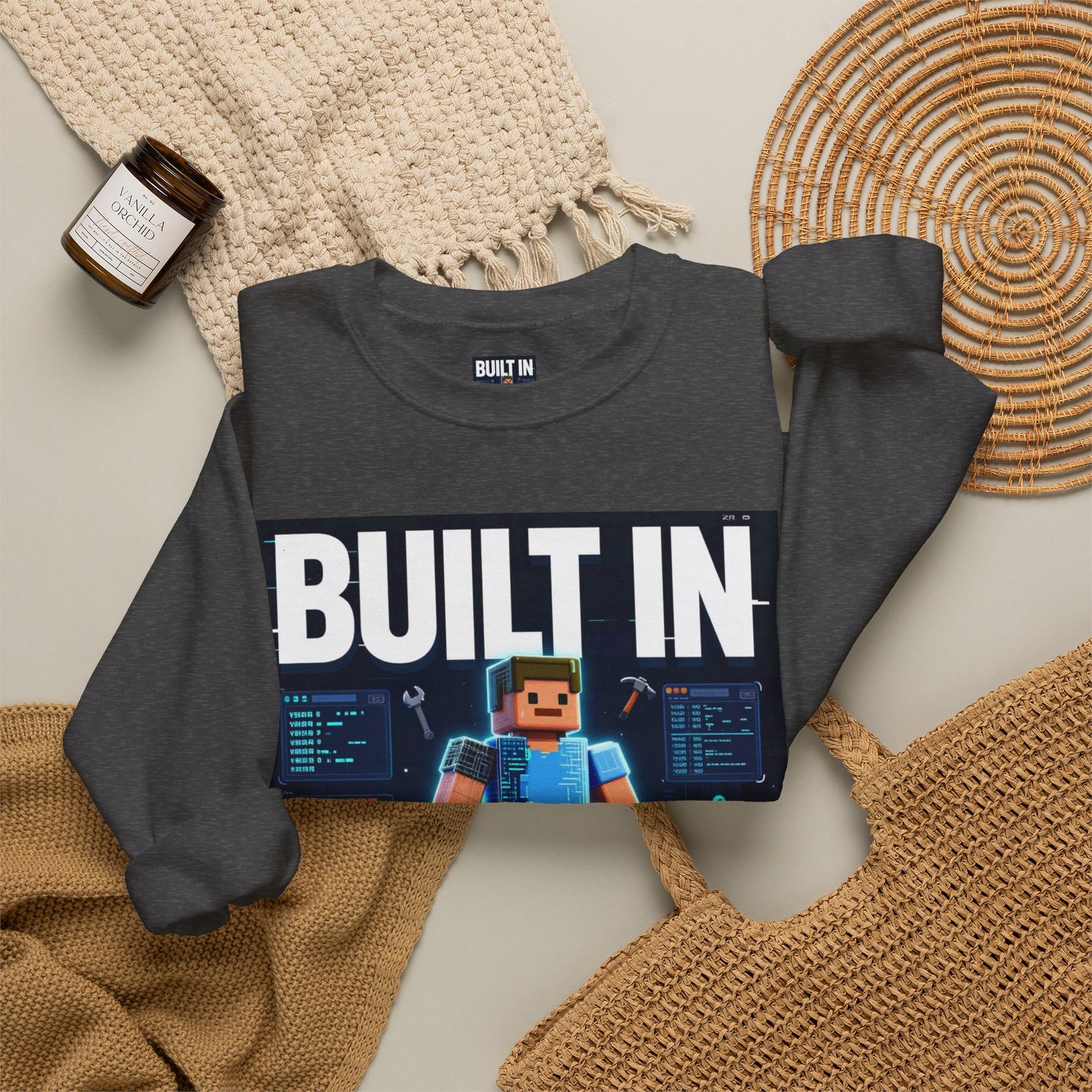 Built In Beta Crewneck Sweatshirt — Gamer Pixel Character Graphic - Image 36