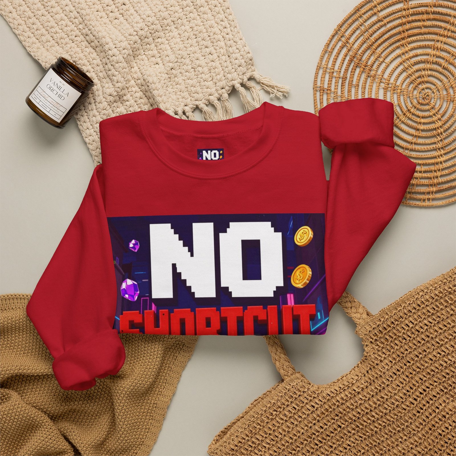Crewneck Sweatshirt — "NO Shortcut Energy" Retro Gamer Graphic - Image 56
